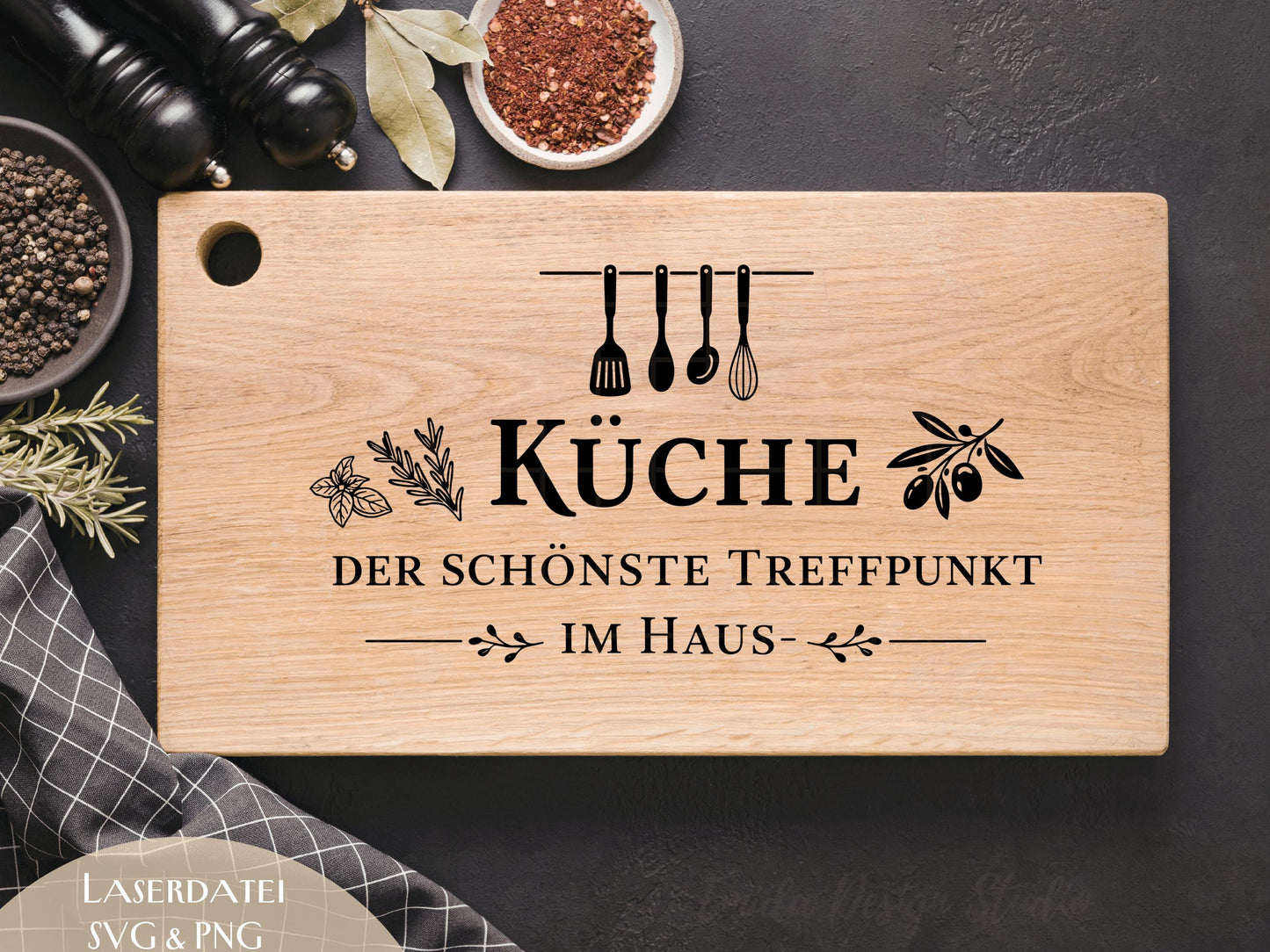Laserdatei Küchen Sprüche Bundle – Schneidebrett Gravur SVG | Holzbrett Küche | Essen & Familie Zitate | Koch Geschenkidee | Plotterdatei