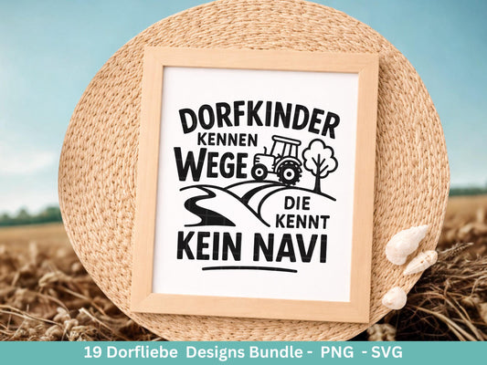 Dorfleben Plotterdatei Bundle – Dorfkind Sprüche & Bauernhof Motive | Landliebe SVG PNG | Traktor | Cricut | Laserdatei Holzgravur Geschenk