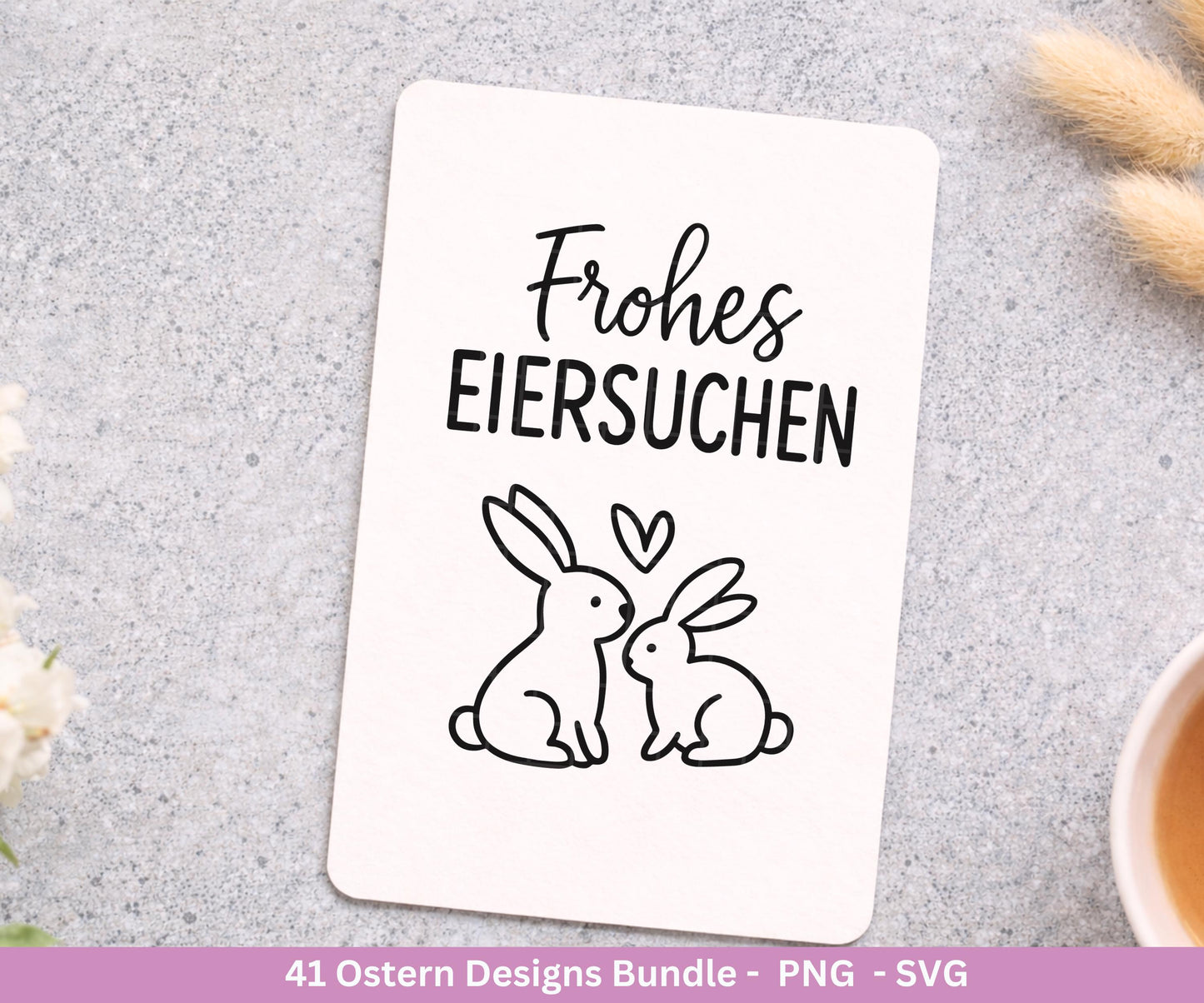 Ostern Plotterdatei Bundle – Frohe Ostern Sprüche SVG PNG | Deutsche Ostergrüße | Osterfest & Eiersuche Motive | Cricut | Laserdatei Ostern
