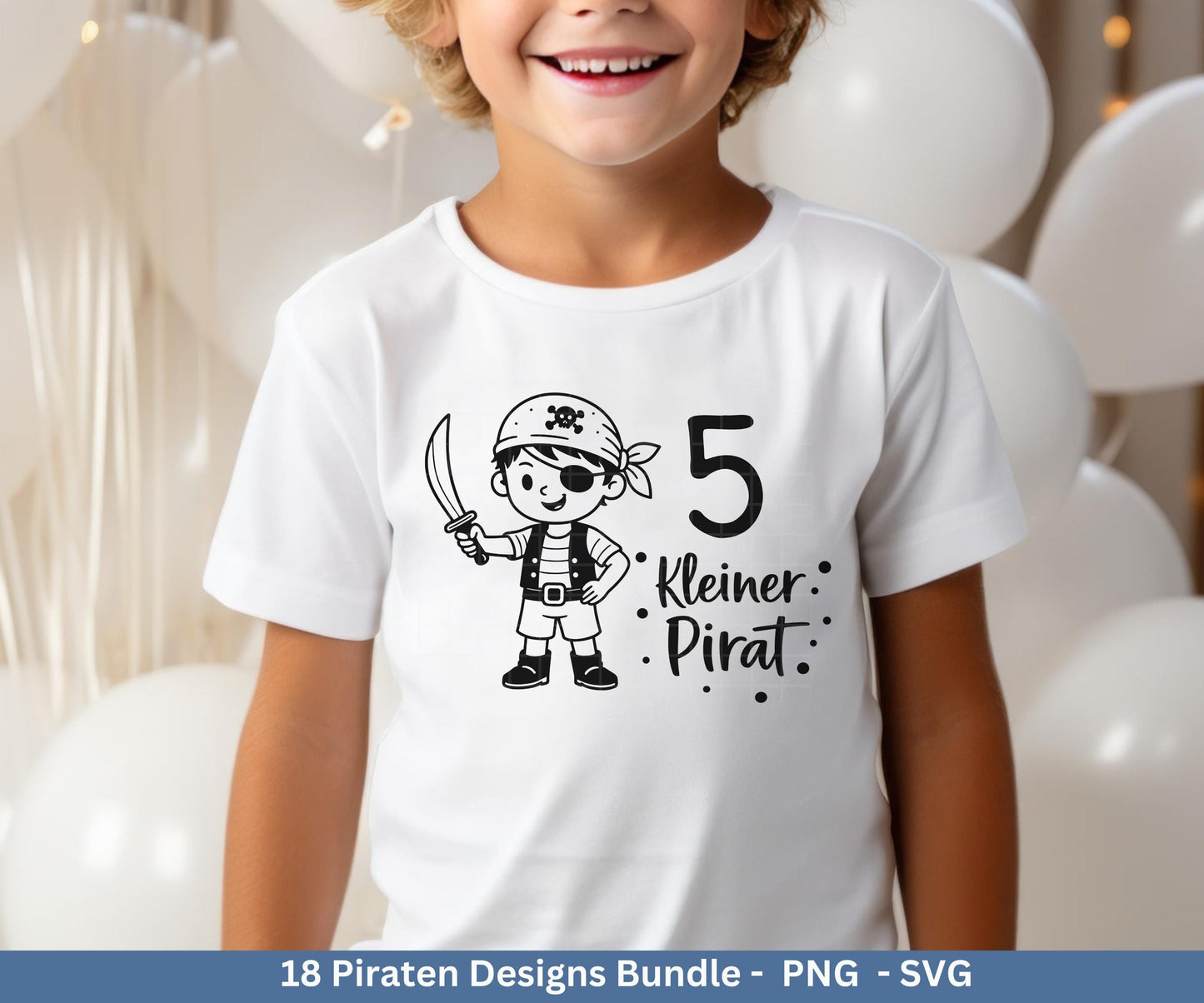 Piraten Plotterdatei Bundle – Kinder Pirat Sprüche & Motive SVG PNG | Ahoi Kindergeburtstag | T-Shirt Einladung Geschenk | Cricut Laserdatei