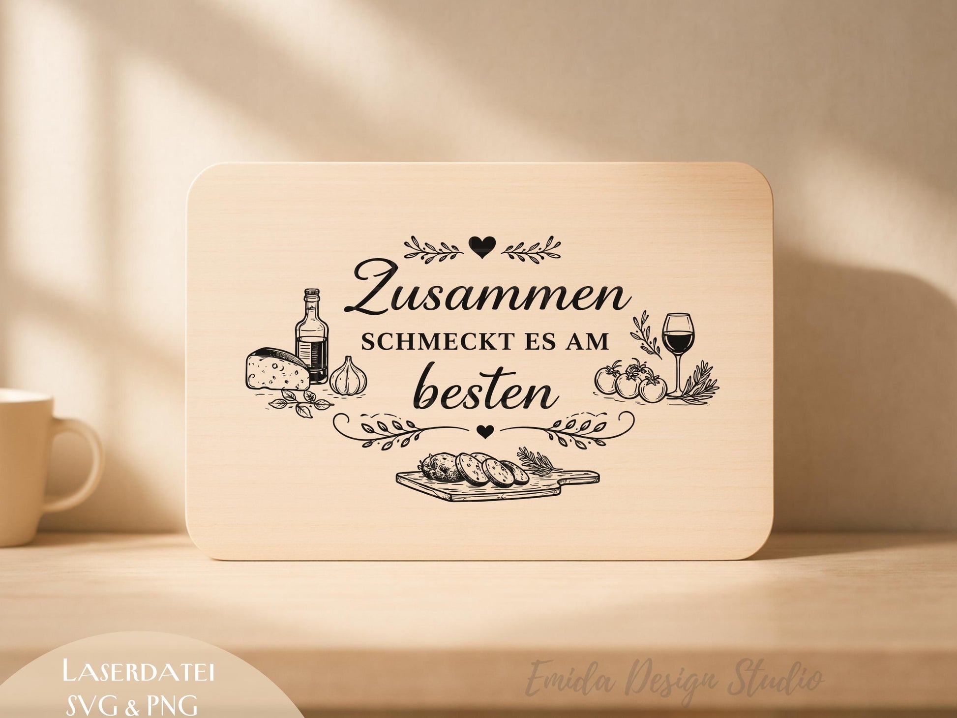 Laserdatei Küchen Sprüche Bundle – Schneidebrett Gravur SVG | Holzbrett Küche | Essen & Familie Zitate | Koch Geschenkidee | Plotterdatei