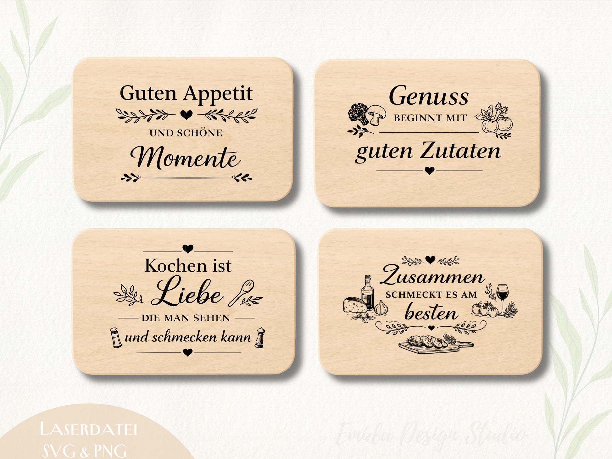 Laserdatei Küchen Sprüche Bundle – Schneidebrett Gravur SVG | Holzbrett Küche | Essen & Familie Zitate | Koch Geschenkidee | Plotterdatei