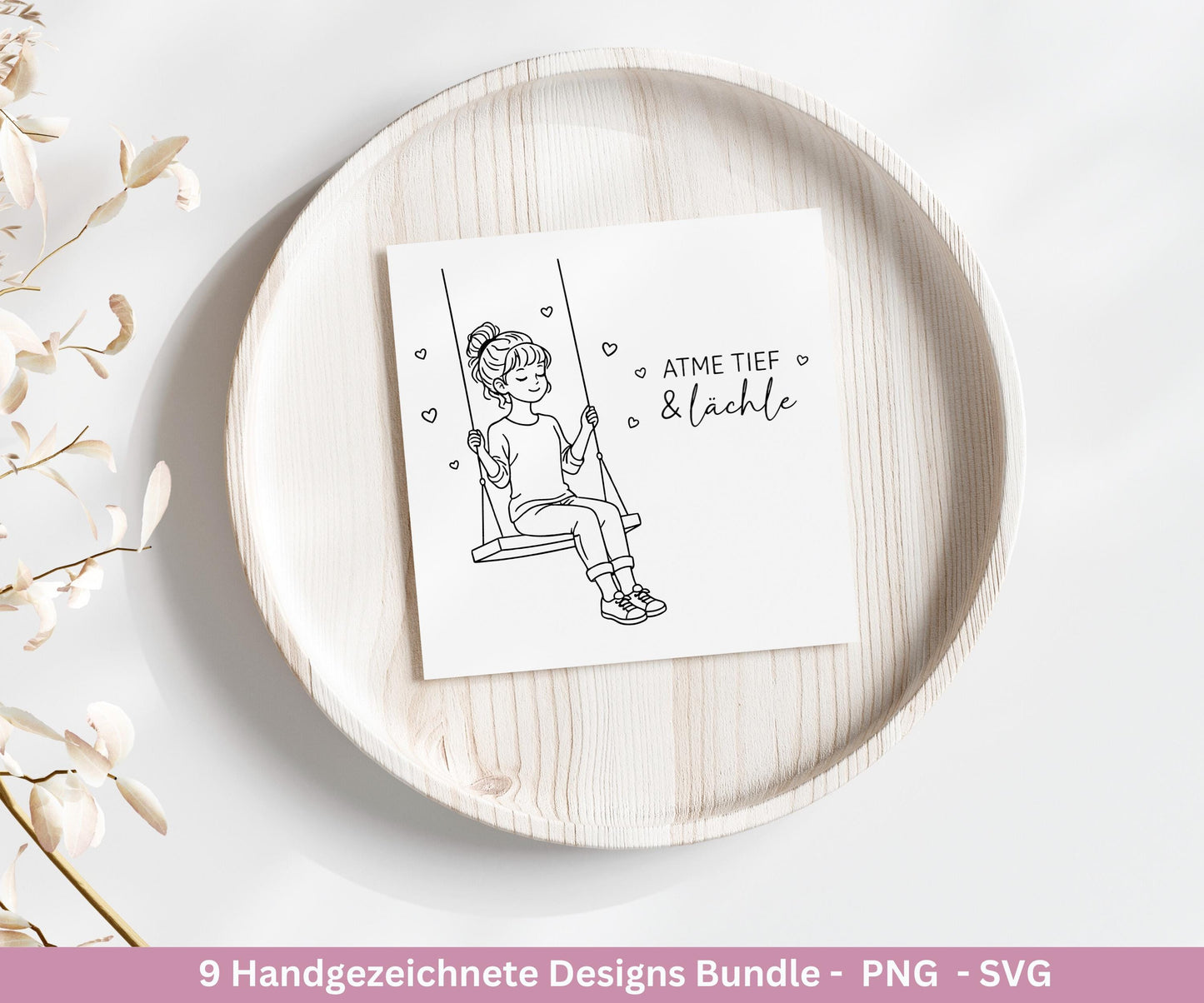 Handgezeichnete Mädchen Plotterdatei Bundle – Positive Sprüche SVG| Line Art | Geschenk Freundin | Cricut Silhouette | Laserdatei Pusteblume