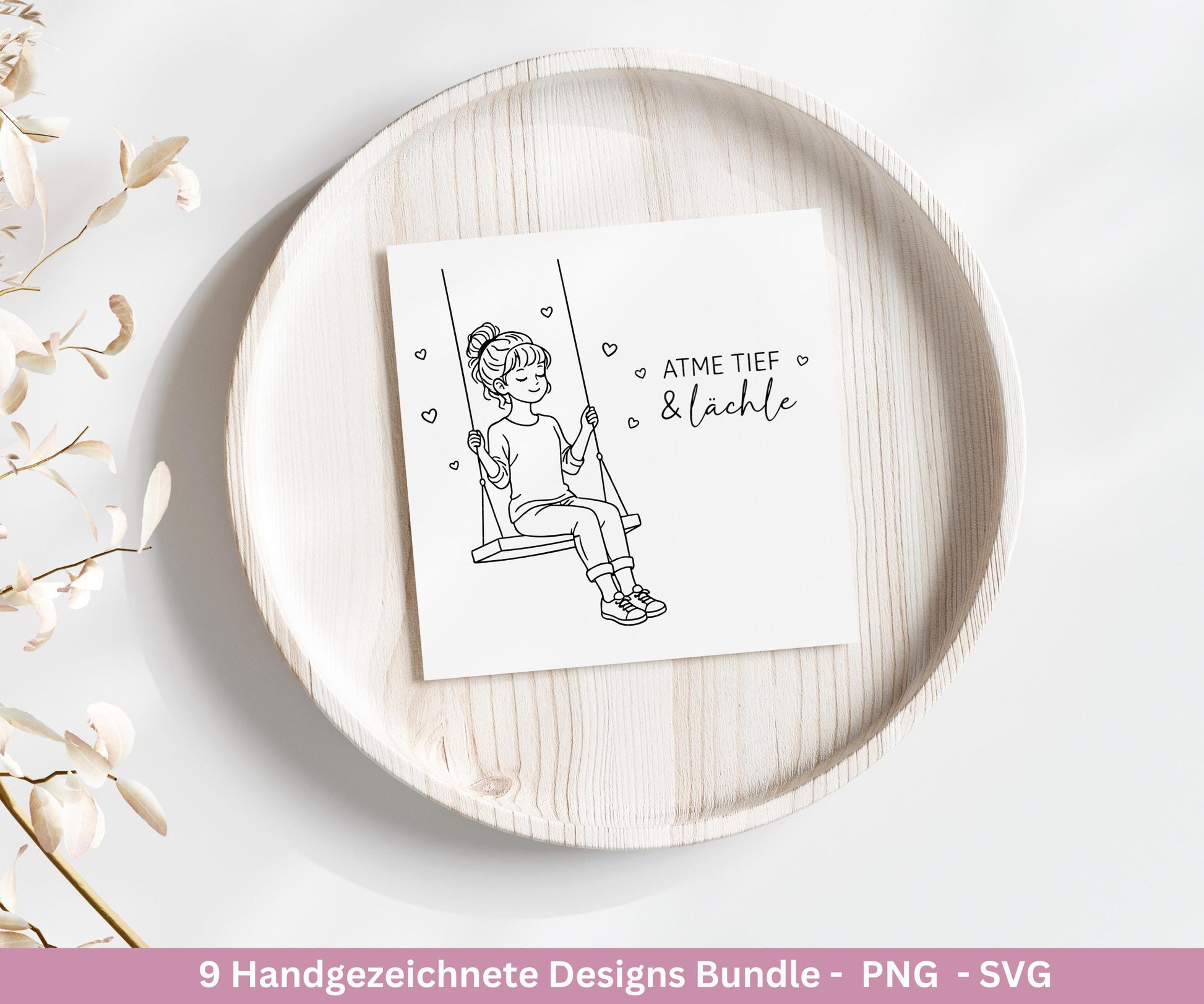 Handgezeichnete Mädchen Plotterdatei Bundle – Positive Sprüche SVG| Line Art | Geschenk Freundin | Cricut Silhouette | Laserdatei Pusteblume
