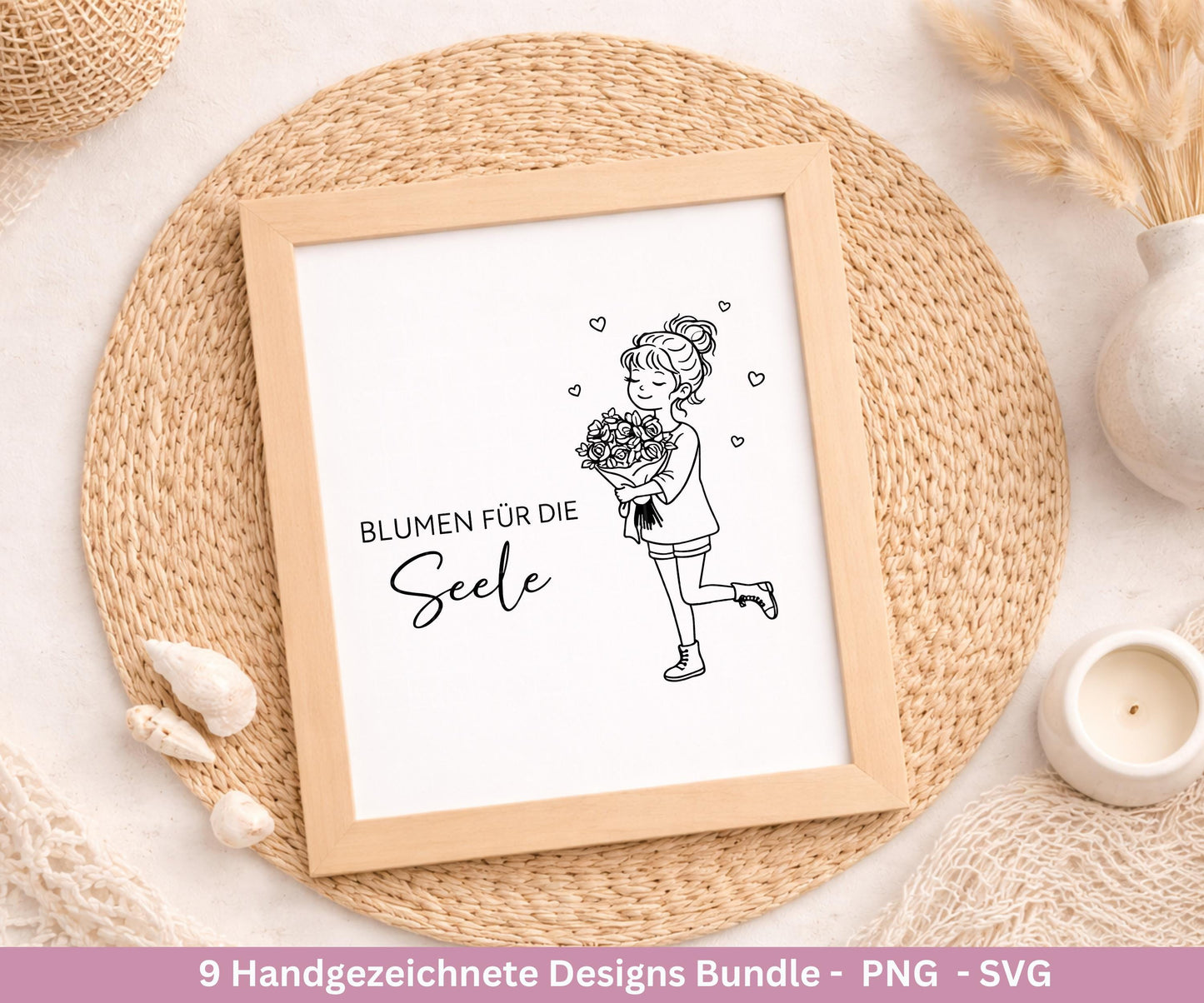 Handgezeichnete Mädchen Plotterdatei Bundle – Positive Sprüche SVG| Line Art | Geschenk Freundin | Cricut Silhouette | Laserdatei Pusteblume