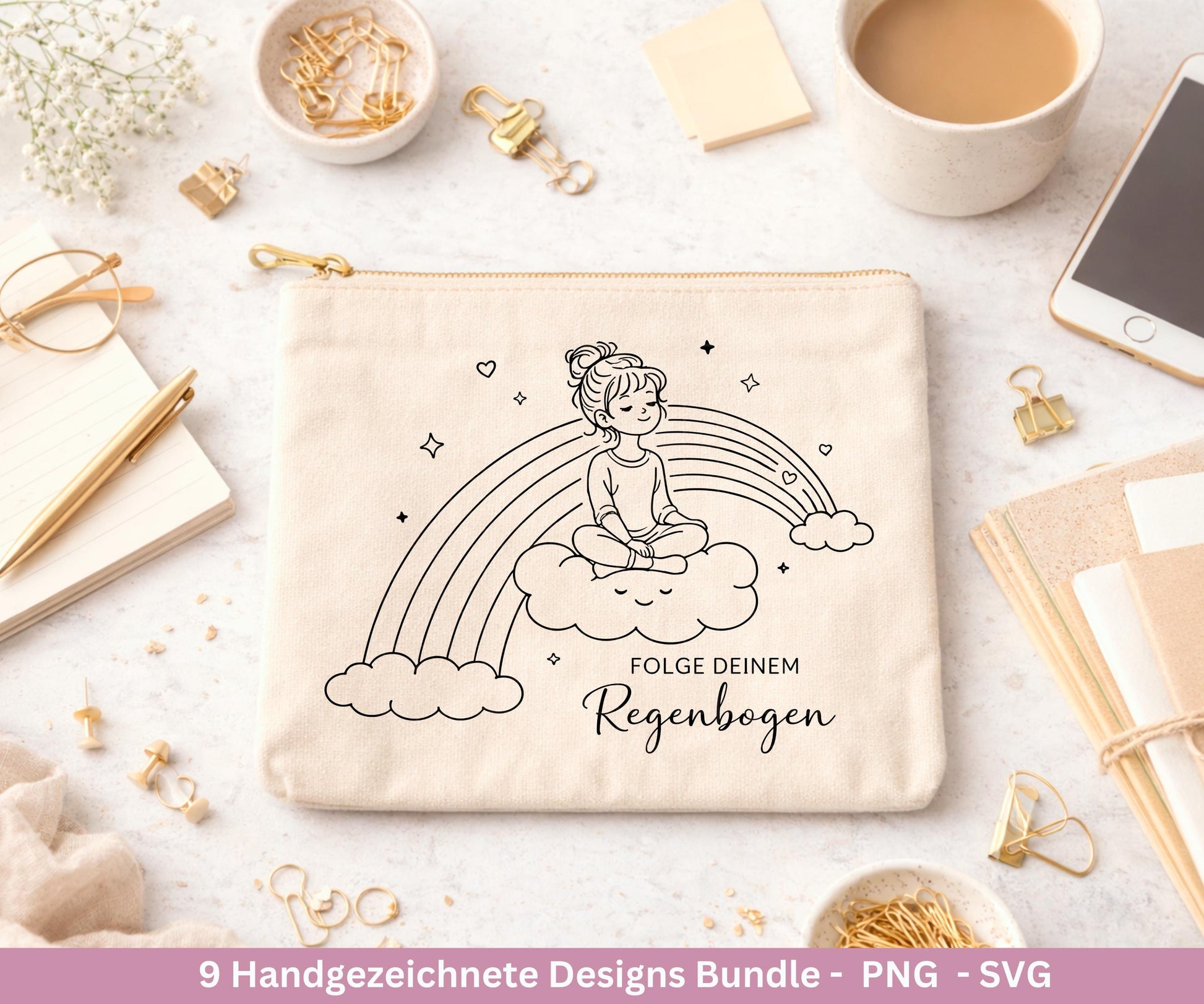 Handgezeichnete Mädchen Plotterdatei Bundle – Positive Sprüche SVG| Line Art | Geschenk Freundin | Cricut Silhouette | Laserdatei Pusteblume