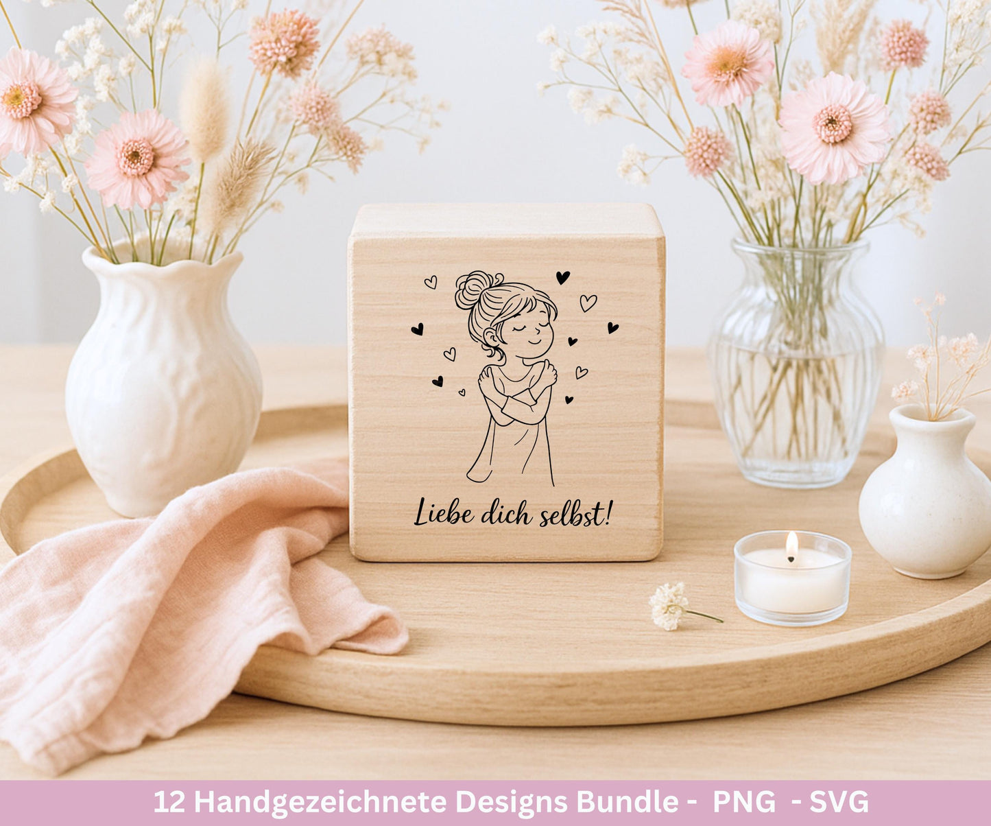 Positive Sprüche Mädchen SVG Bundle – Handgezeichnete Line Art Frauen | Plotterdatei Cricut | Laserdatei | Geschenk Freundin | Motivation