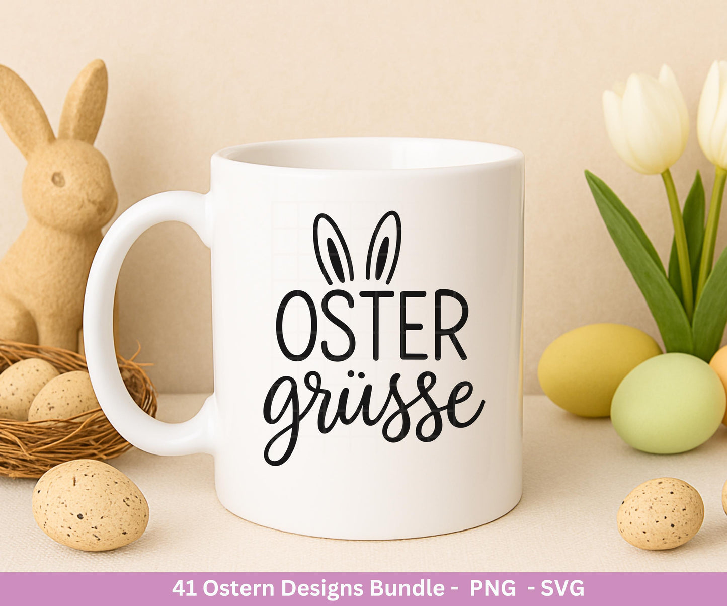 Ostern Plotterdatei Bundle – Frohe Ostern Sprüche SVG PNG | Deutsche Ostergrüße | Osterfest & Eiersuche Motive | Cricut | Laserdatei Ostern