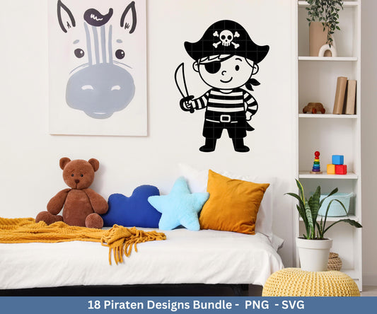 Piraten Plotterdatei Bundle – Kinder Pirat Sprüche & Motive SVG PNG | Ahoi Kindergeburtstag | T-Shirt Einladung Geschenk | Cricut Laserdatei