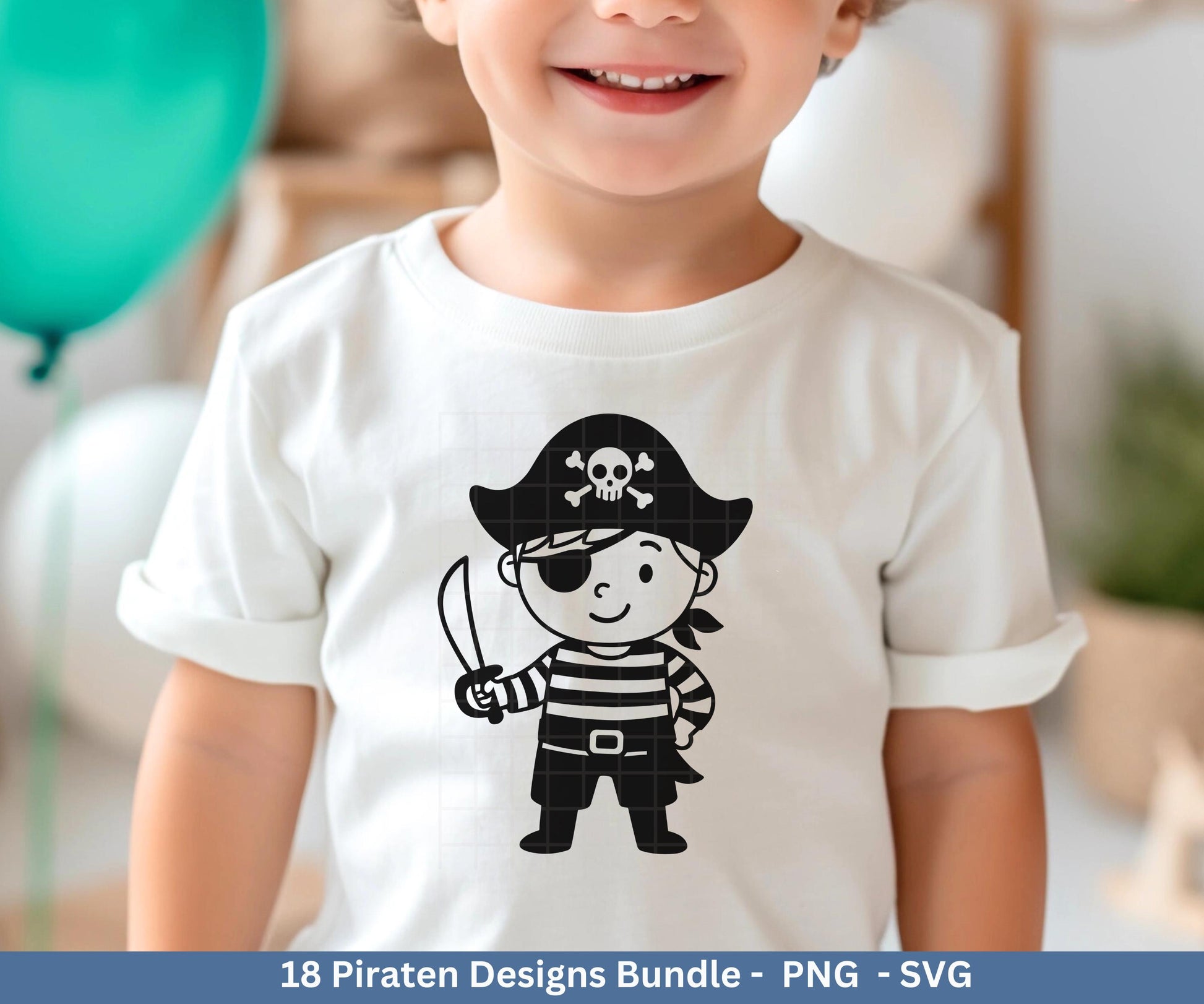 Piraten Plotterdatei Bundle – Kinder Pirat Sprüche & Motive SVG PNG | Ahoi Kindergeburtstag | T-Shirt Einladung Geschenk | Cricut Laserdatei