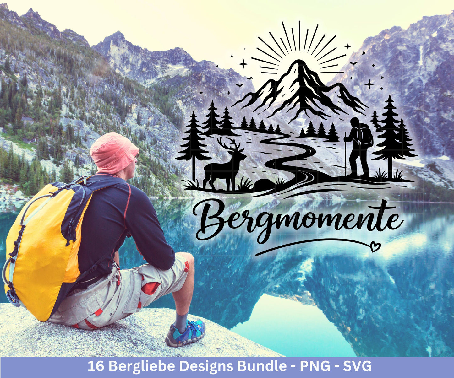 Bergliebe Plotterdatei Bundle – Wandern & Berge SVG | Wanderlust Sprüche | Camping und Natur Motive | Cricut Silhouette | Laserdatei Urlaub