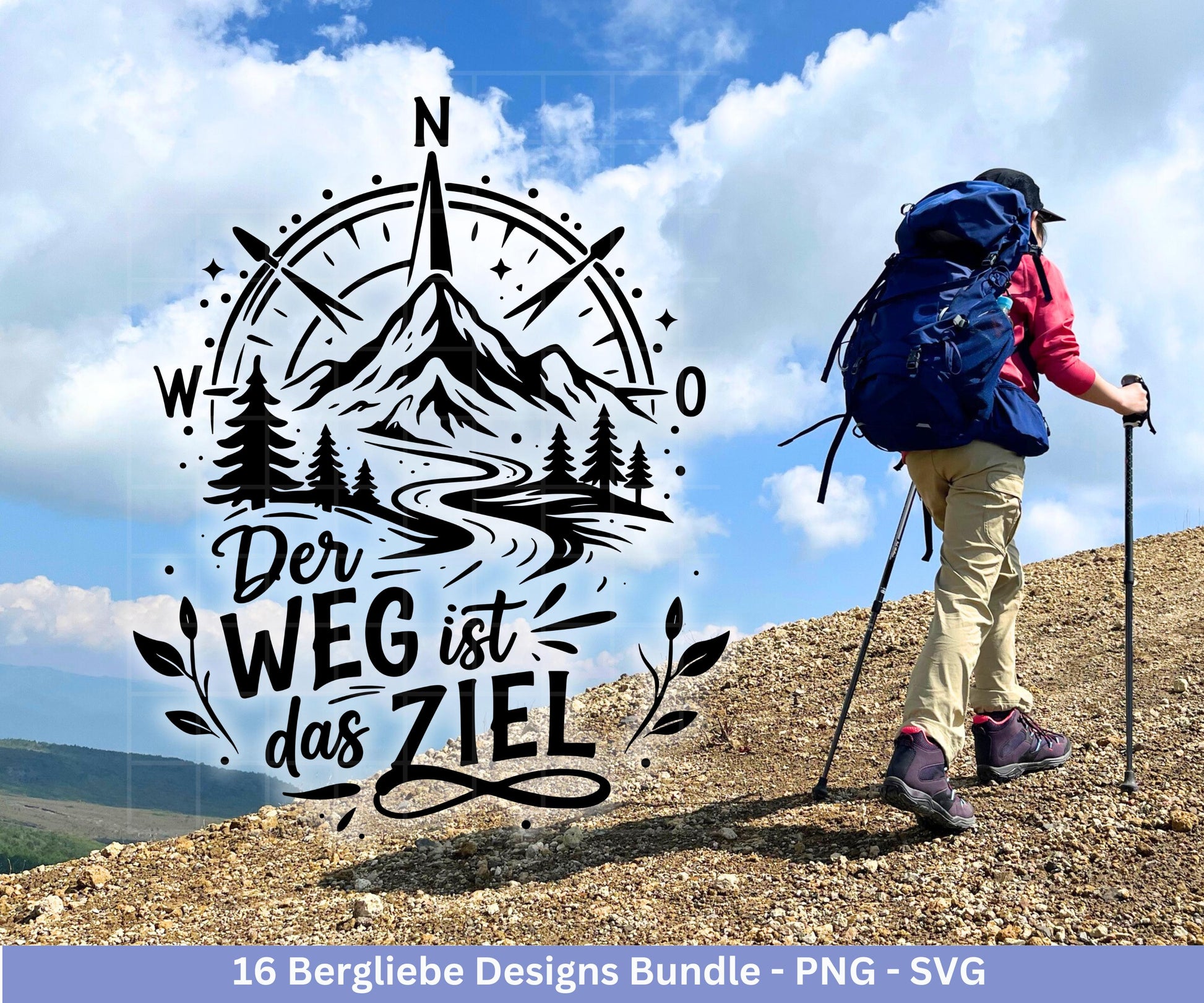 Bergliebe Plotterdatei Bundle – Wandern & Berge SVG | Wanderlust Sprüche | Camping und Natur Motive | Cricut Silhouette | Laserdatei Urlaub