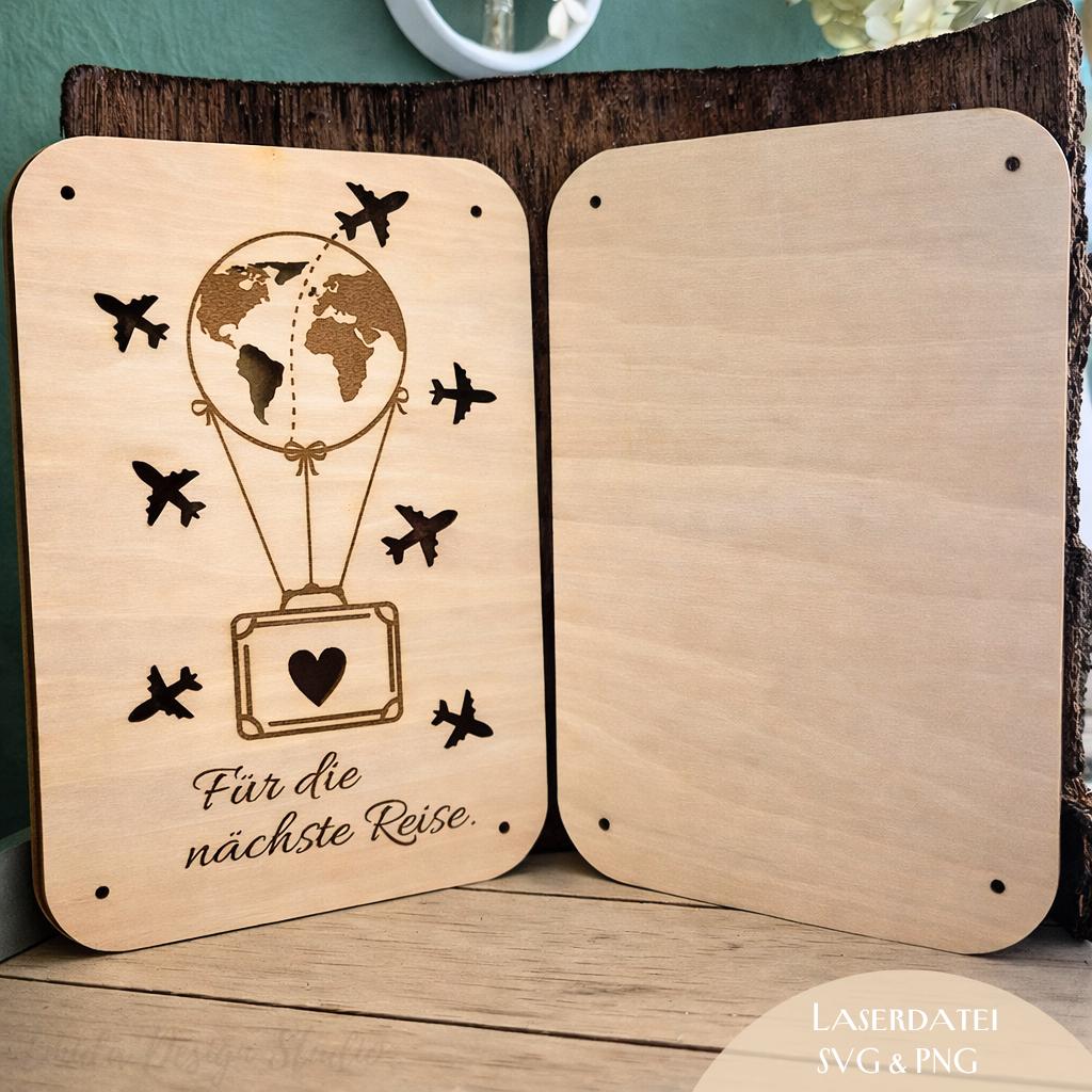 Laserdatei Geldgeschenk Reise – Reisekasse Holz Geschenk SVG PNG | Verpackung für Urlaub Geldgeschenk | Geburtstag Reise Geschenk | Holz
