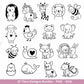 Kawaii Tiere Plotterdatei Bundle – süße Tier Motive SVG | Hund Katze Kuh Einhorn | Kinder Line Art | Wald & Safari Tiere | Cricut Laserdatei