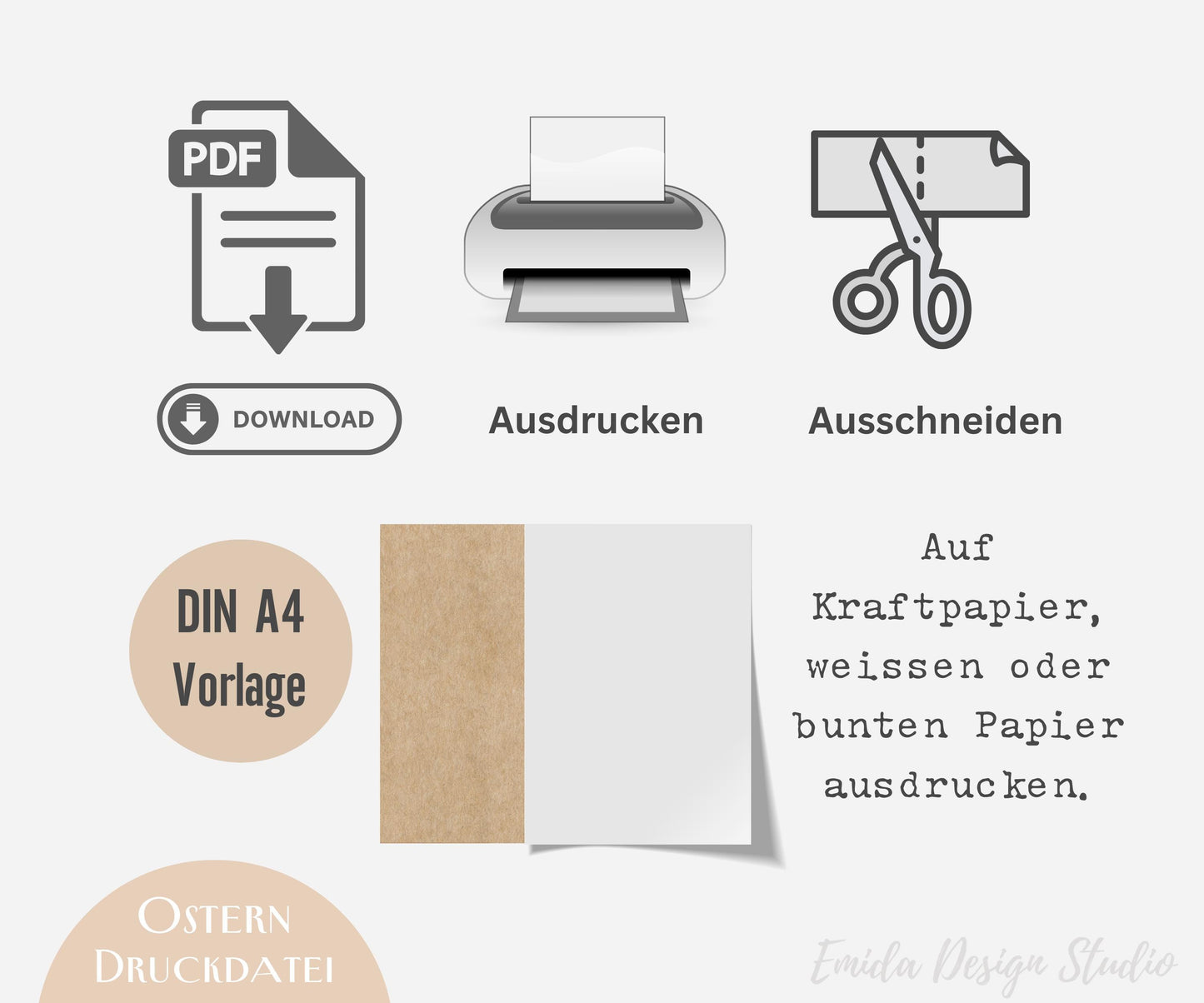 Druckvorlage Ostern Hasenküsschen – PDF Geschenkidee | DIY Ostergeschenk für Freunde, Familie & Kollegen | Süße Kleinigkeit zum Ausdrucken