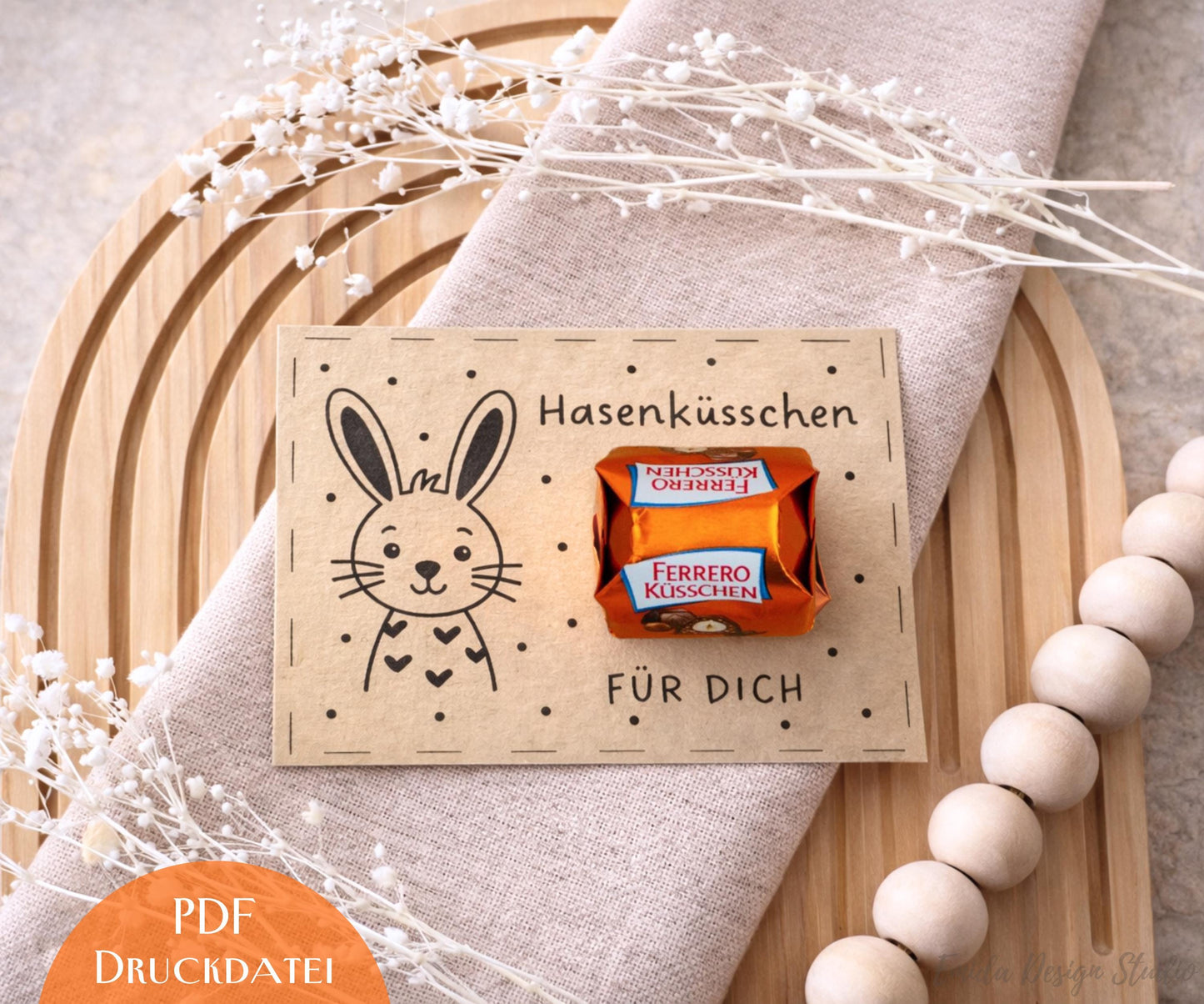 Druckvorlage Ostern Hasenküsschen – PDF Geschenkidee | DIY Ostergeschenk für Freunde, Familie & Kollegen | Süße Kleinigkeit zum Ausdrucken