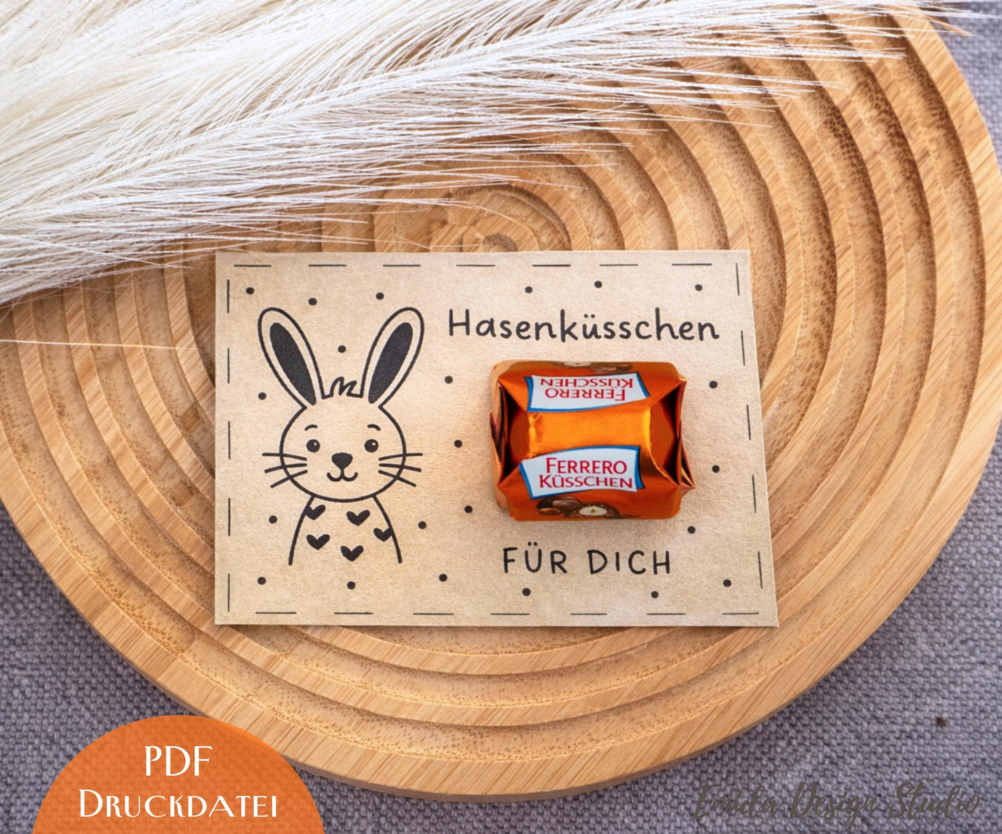 Druckvorlage Ostern Hasenküsschen – PDF Geschenkidee | DIY Ostergeschenk für Freunde, Familie & Kollegen | Süße Kleinigkeit zum Ausdrucken