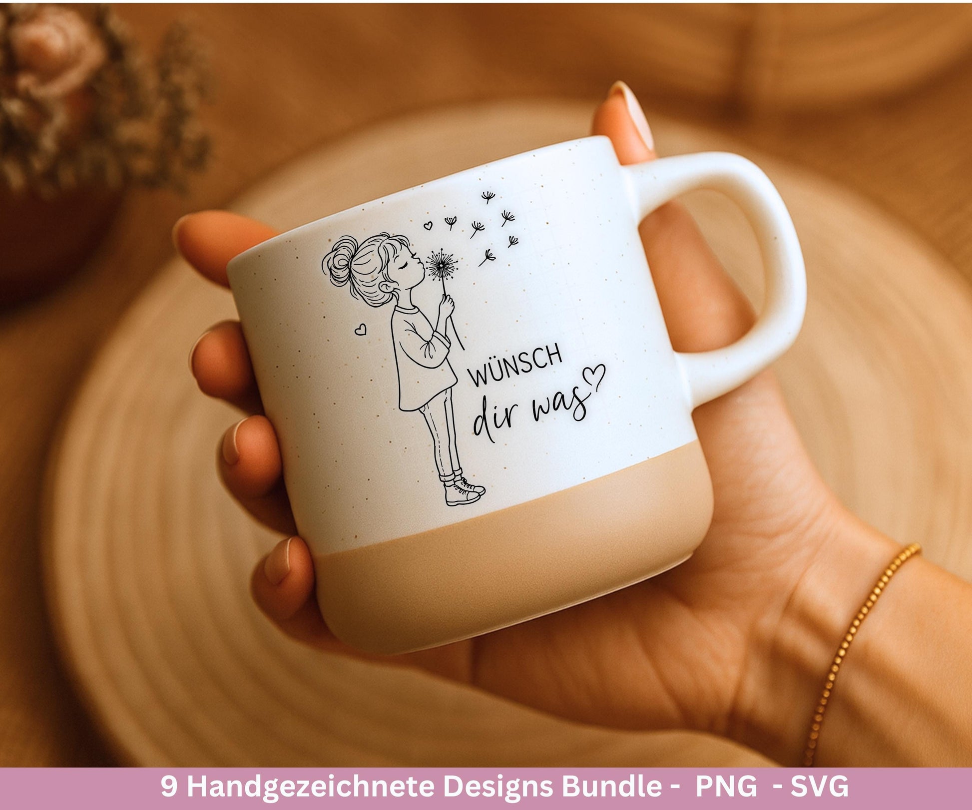 Handgezeichnete Mädchen Plotterdatei Bundle – Positive Sprüche SVG| Line Art | Geschenk Freundin | Cricut Silhouette | Laserdatei Pusteblume