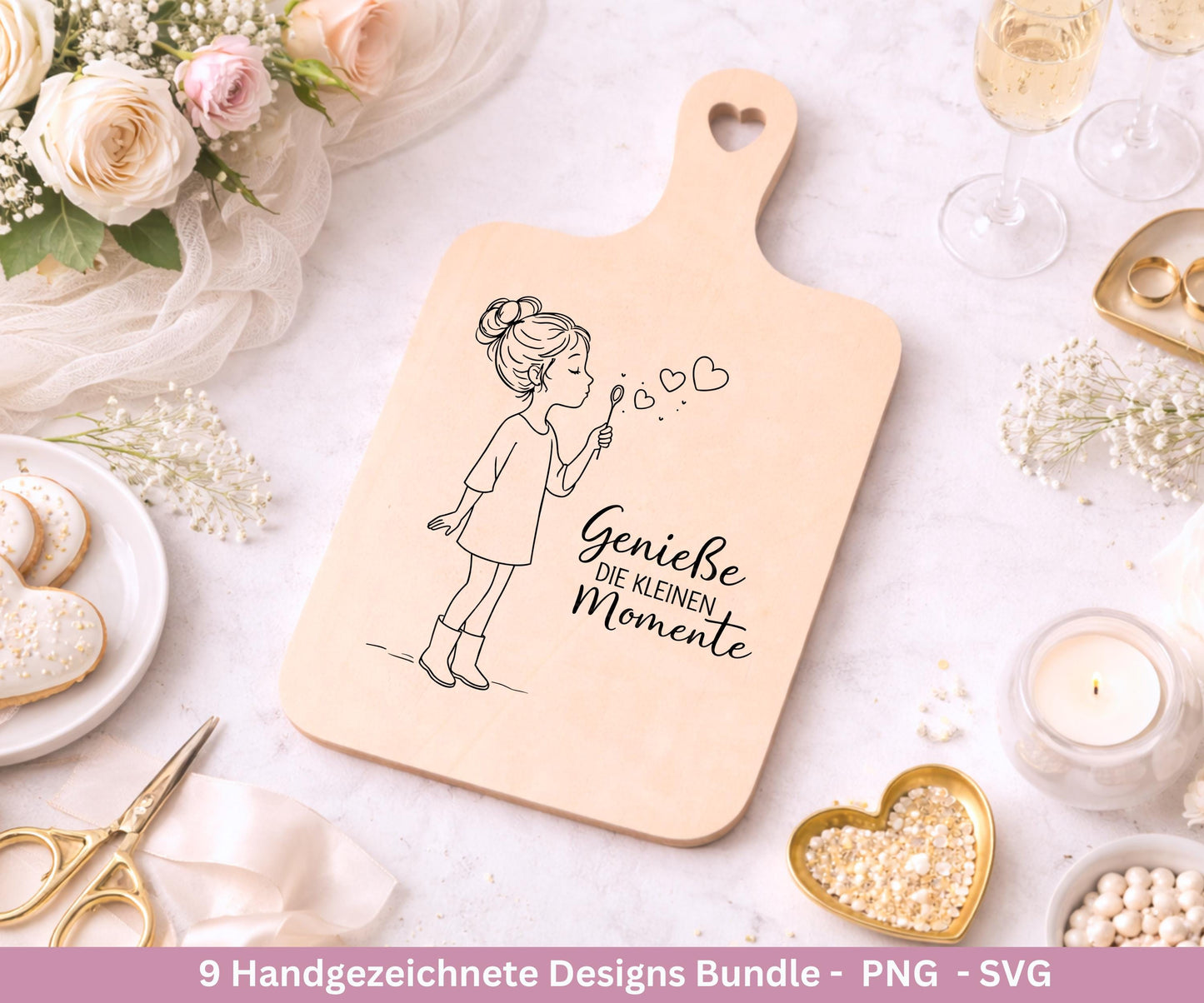 Handgezeichnete Mädchen Plotterdatei Bundle – Positive Sprüche SVG| Line Art | Geschenk Freundin | Cricut Silhouette | Laserdatei Pusteblume