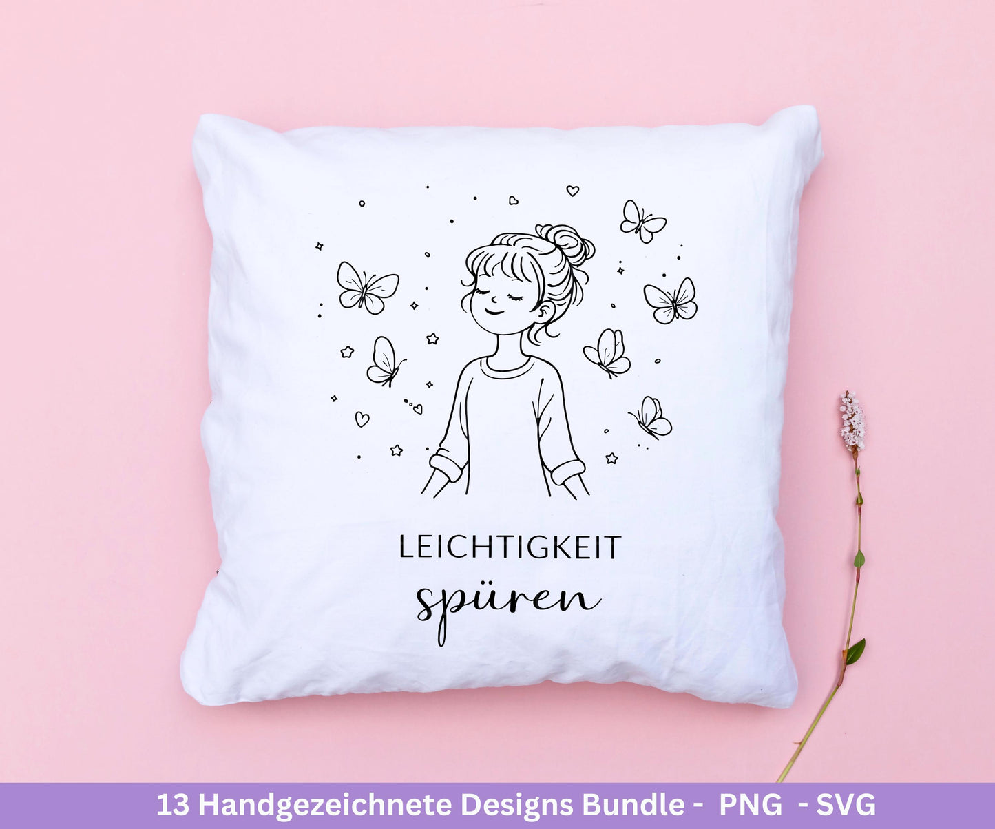 Handgezeichnete Mädchen Plotterdatei Bundle – Positive Sprüche SVG PNG | Cricut Silhouette | Laserdatei | Geschenk Freundin | Motivation