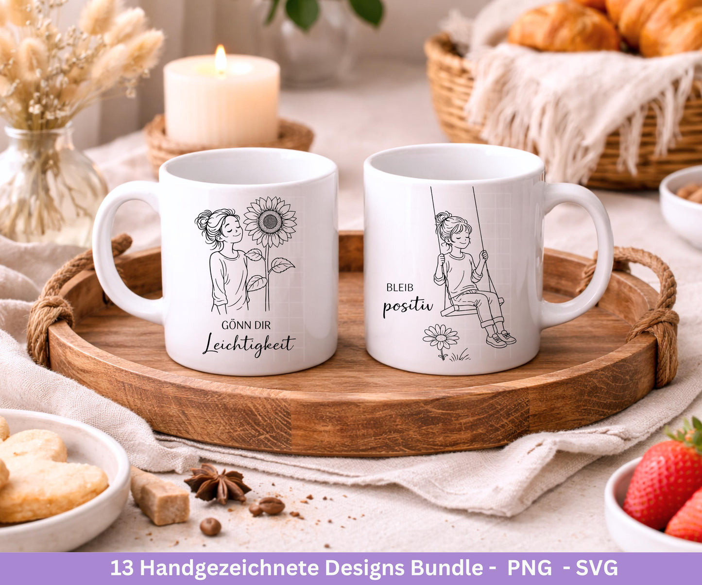 Handgezeichnete Mädchen Plotterdatei Bundle – Positive Sprüche SVG PNG | Cricut Silhouette | Laserdatei | Geschenk Freundin | Motivation