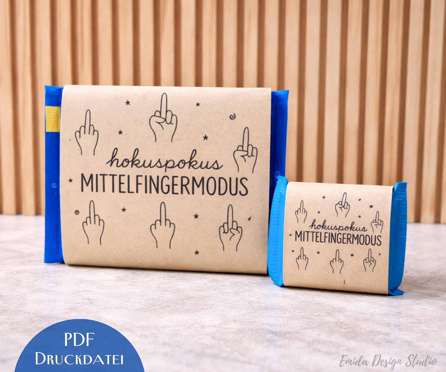 Schokoladen Banderole Druckvorlage – Lustiges Geschenk „Hokuspokus Mittelfinger Modus“ | PDF Printable Freundin | Verpackung Schokolade