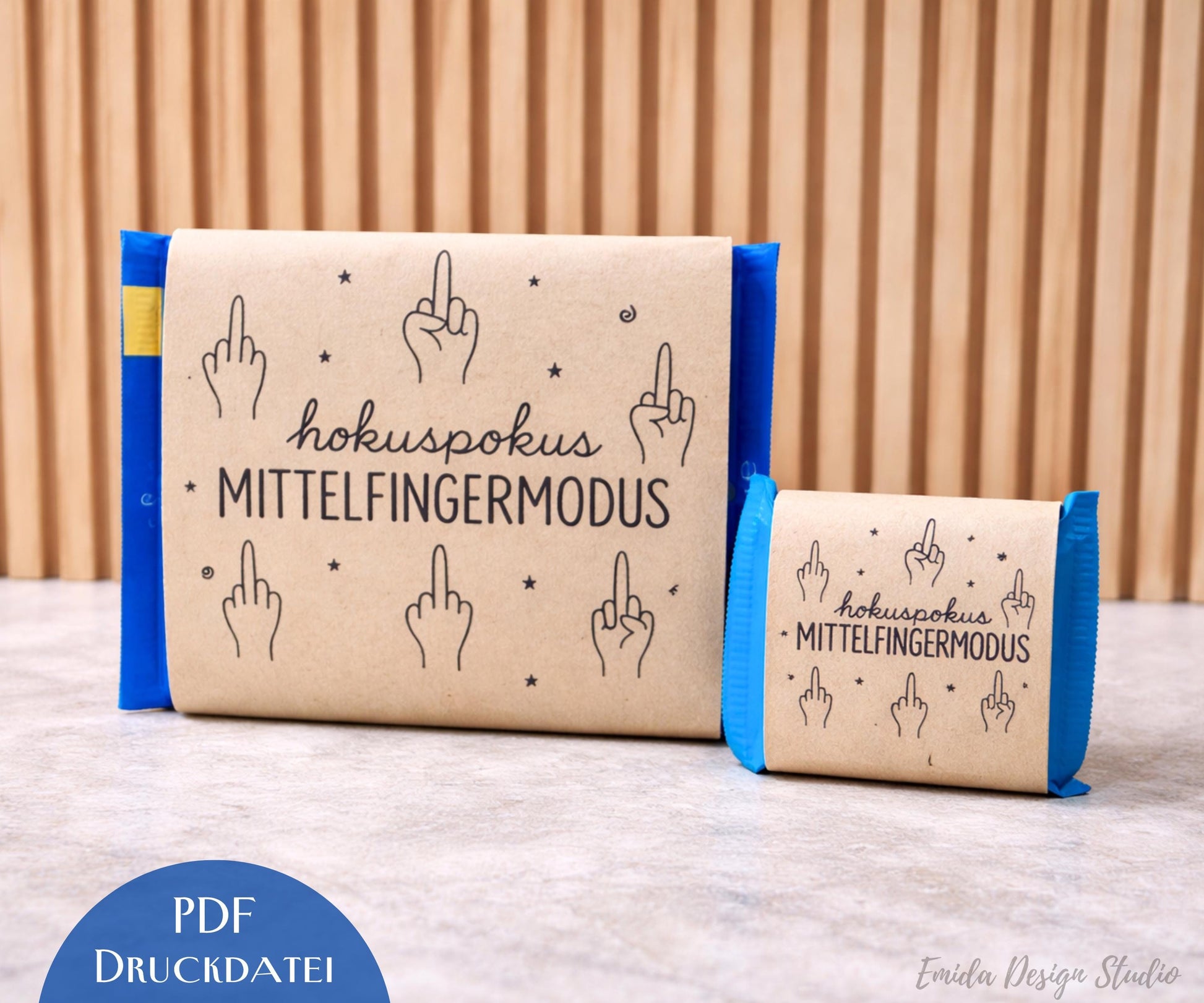 Schokoladen Banderole Druckvorlage – Lustiges Geschenk „Hokuspokus Mittelfinger Modus“ | PDF Printable Freundin | Verpackung Schokolade