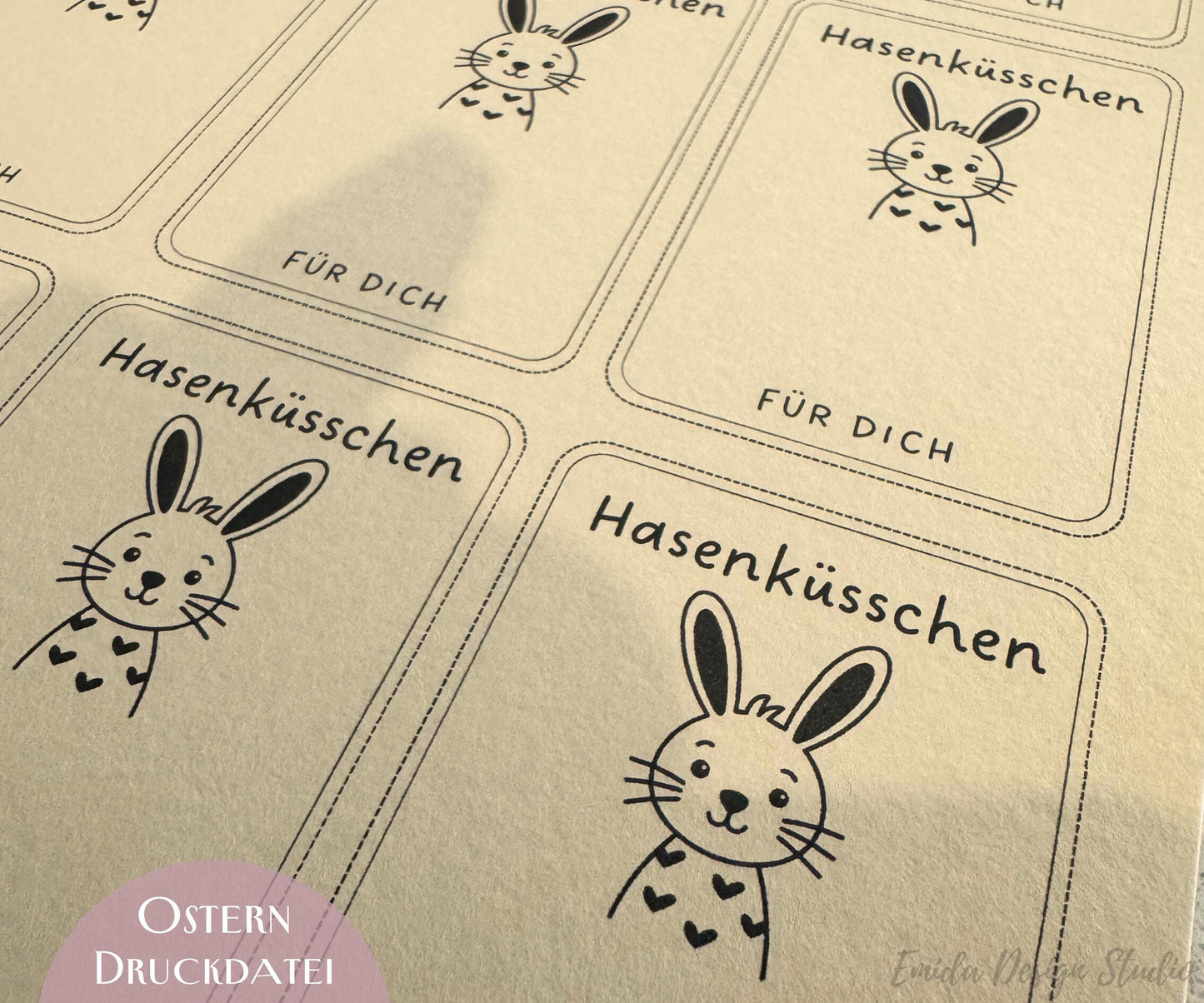 Hasenküsschen Druckvorlage – Oster Geschenk zum Ausdrucken | Osterhase Bastelidee | Ferrero Küsschen Verpackung | Ostern Printable PDF DINA4