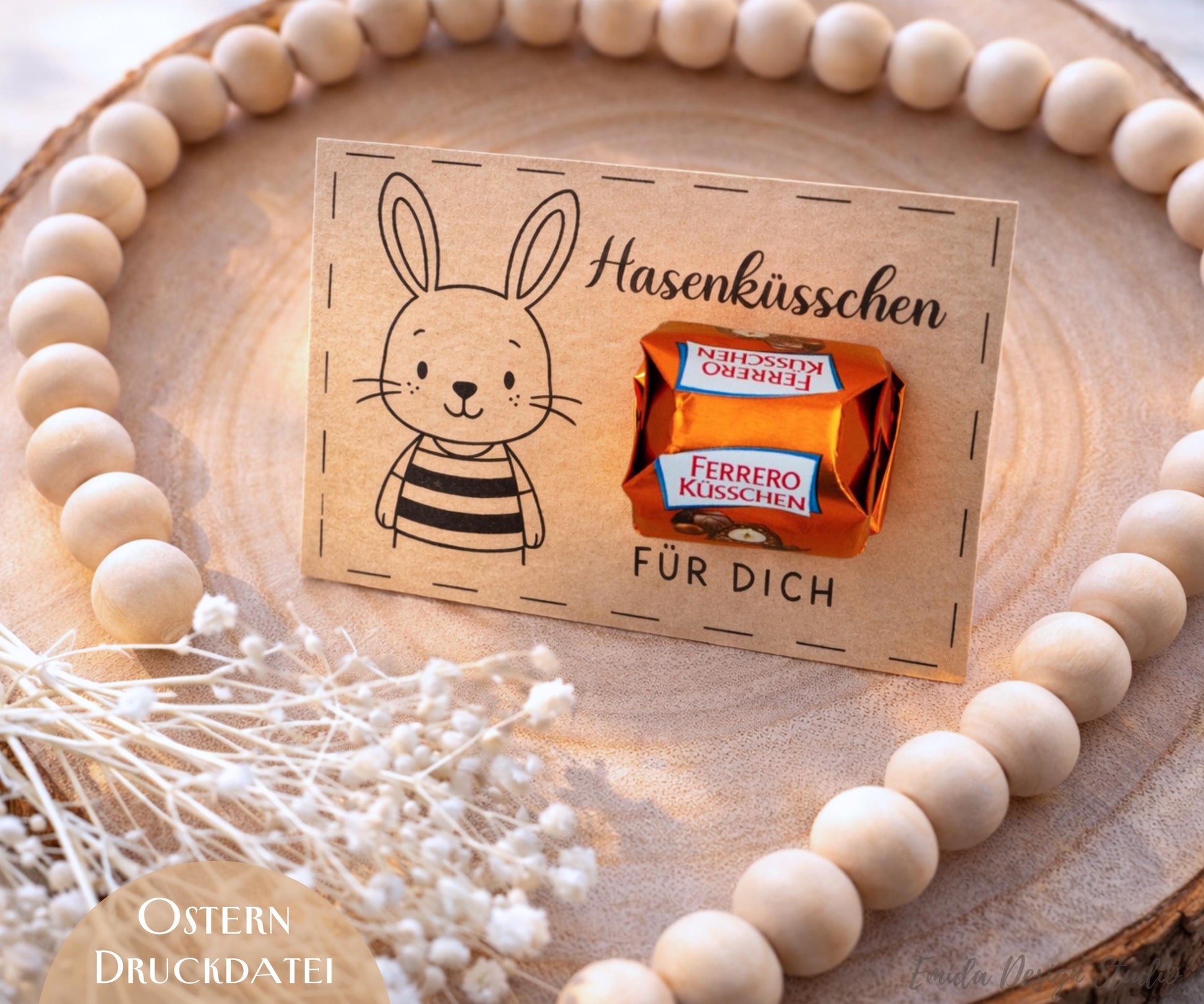 Druckvorlage Ostern Hasenküsschen – PDF Geschenkidee | DIY Ostergeschenk für Freunde, Familie & Kollegen | Süße Kleinigkeit zum Ausdrucken