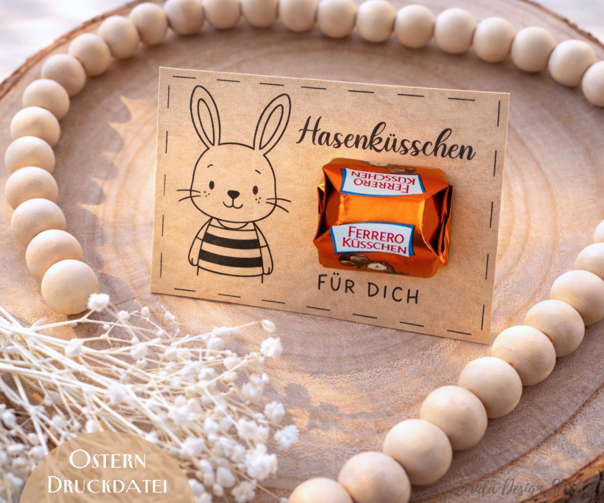 Druckvorlage Ostern Hasenküsschen – PDF Geschenkidee | DIY Ostergeschenk für Freunde, Familie & Kollegen | Süße Kleinigkeit zum Ausdrucken