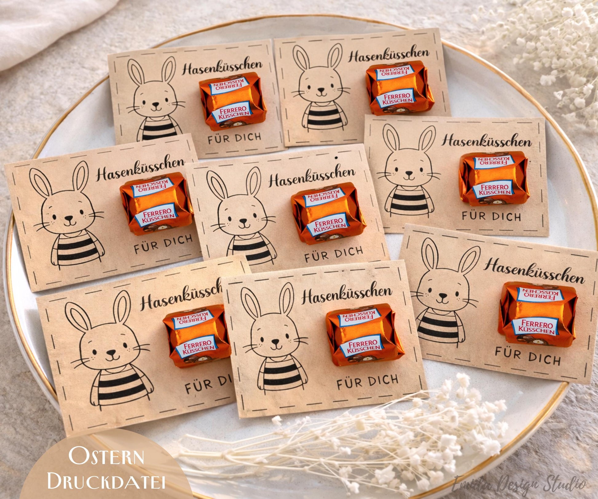 Druckvorlage Ostern Hasenküsschen – PDF Geschenkidee | DIY Ostergeschenk für Freunde, Familie & Kollegen | Süße Kleinigkeit zum Ausdrucken