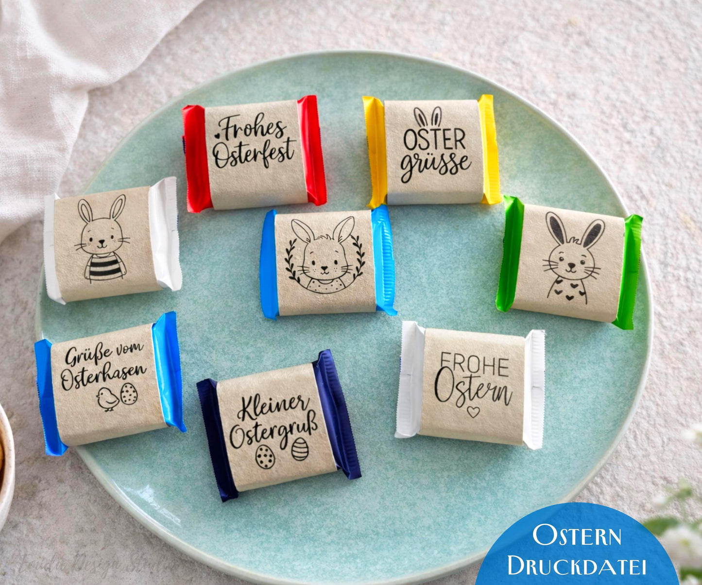 Ostern Schokoladen Banderole Druckvorlage – Ostergruß Printable PDF | Verpackung für Schokolade | Ostertisch Deko | Gastgeschenk Mitbringsel