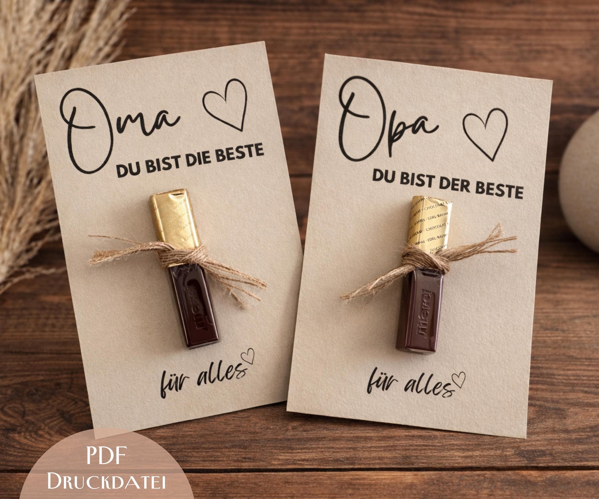 Druckvorlage Muttertag & Vatertag – Geschenkkarte mit Schokolade für Oma Opa | Geschenkidee Großeltern | PDF zum Ausdrucken | Karte Oma Opa