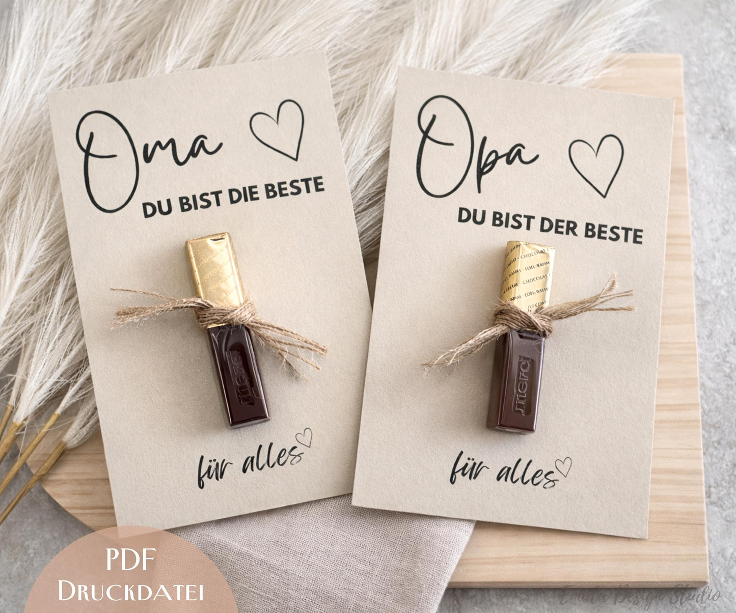 Druckvorlage Muttertag & Vatertag – Geschenkkarte mit Schokolade für Oma Opa | Geschenkidee Großeltern | PDF zum Ausdrucken | Karte Oma Opa