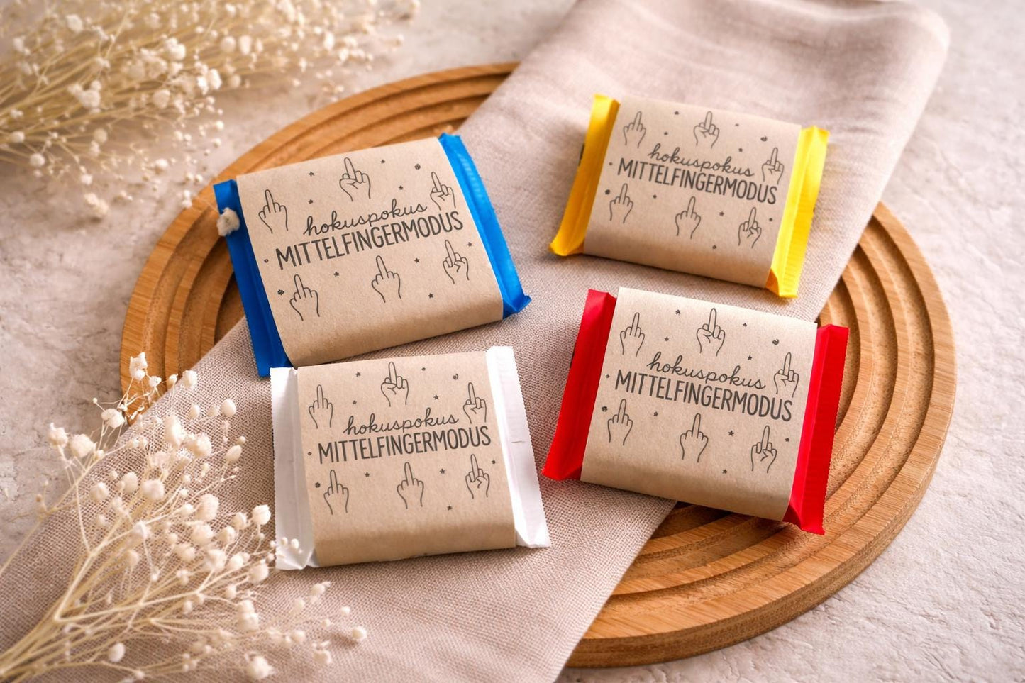 Schokoladen Banderole Druckvorlage – Lustiges Geschenk „Hokuspokus Mittelfinger Modus“ | PDF Printable Freundin | Verpackung Schokolade