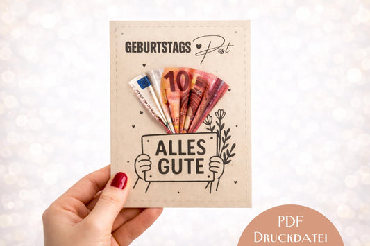 Druckvorlage Geburtstagskarte – lustige Karte mit Spruch | Geburtstagsglückwünsche Deutsch | PDF zum Ausdrucken | Geldgeschenk Geburtstag