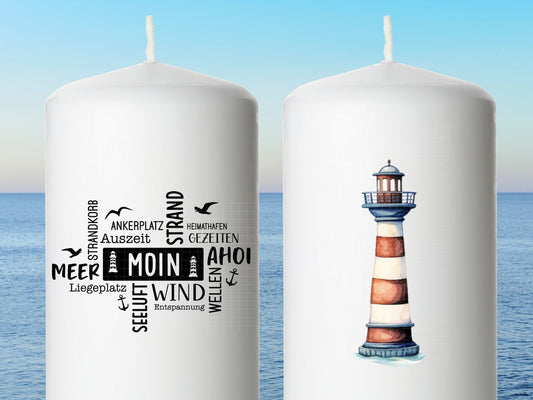 Maritime Kerzen PDF Vorlage - Kerzen Tattoo Vorlage Stumpenkerze - Kerzen selbst gestalten - Kerzensticker Ahoi - Heimathafen Moin Kerzen - EmidaDesign