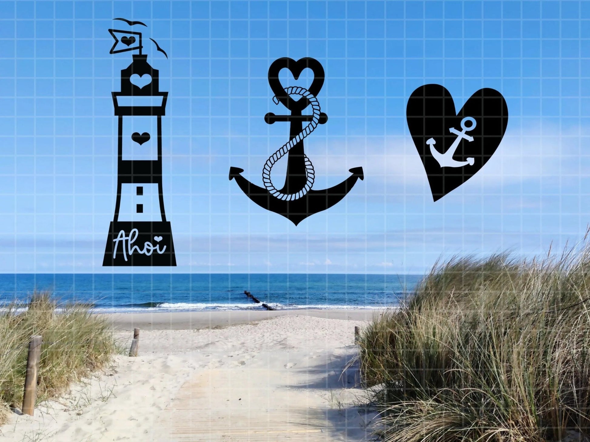 Meerliebe PDF Vorlage - Kerzen Tattoo Vorlage - Kerzen selbst gestalten - Kerzensticker Ahoi Maritim - Küstenliebe Heimathafen Urlaub Moin