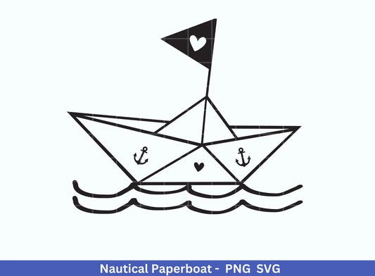 Nautical Paperboat - Meerliebe Plotterdatei - Maritim svg - Nautical Clipart - Meer svg- Boot svg - Papierboot Herz svg - Schiffchen svg - EmidaDesign