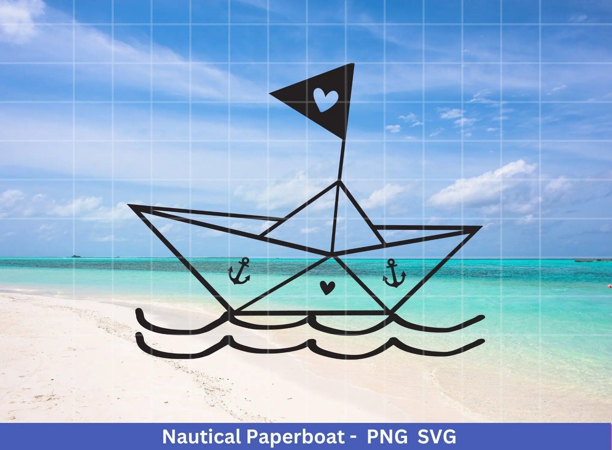 Nautical Paperboat - Meerliebe Plotterdatei - Maritim svg - Nautical Clipart - Meer svg- Boot svg - Papierboot Herz svg - Schiffchen svg - EmidaDesign