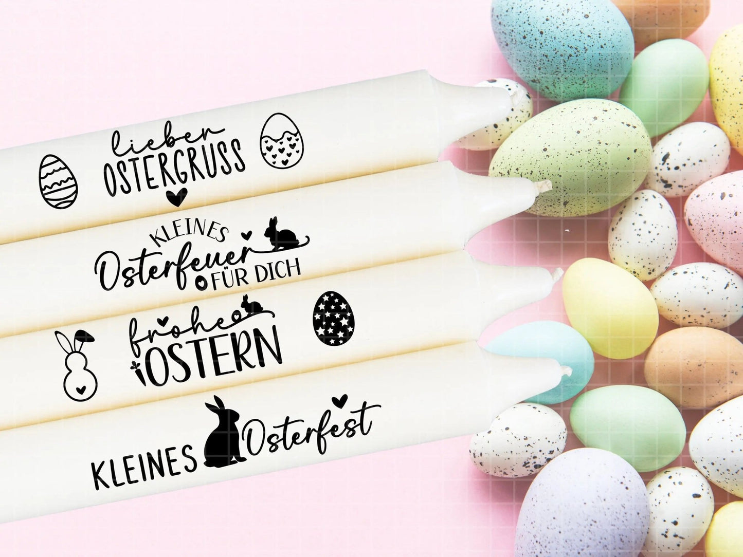 Ostern Kerzen PDF Vorlage - Kerzentattoo Kerzensticker - Frohe Ostern - Osterkerzen Geschenk - Kerzen gestalten Ostern - Geschenk DIY - EmidaDesign