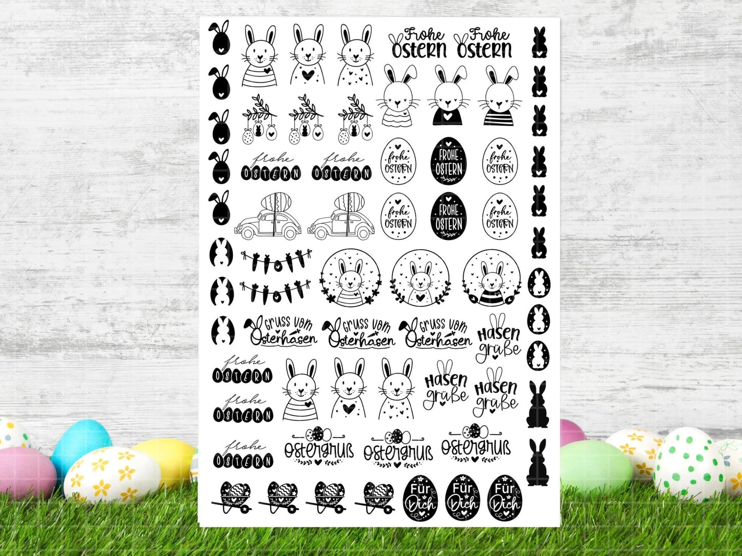 Ostern Kerzen PDF Vorlage - Kerzentattoo Kerzensticker - Frohe Ostern - Osterkerzen Geschenk - Kerzen gestalten Ostern - Geschenk DIY