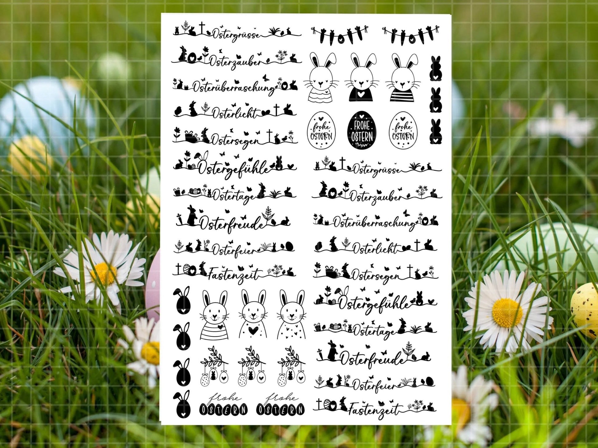 Ostern Kerzen PDF Vorlage - Kerzentattoo Kerzensticker - Frohe Ostern - Osterkerzen Geschenk - Kerzen gestalten Ostern - Geschenk DIY