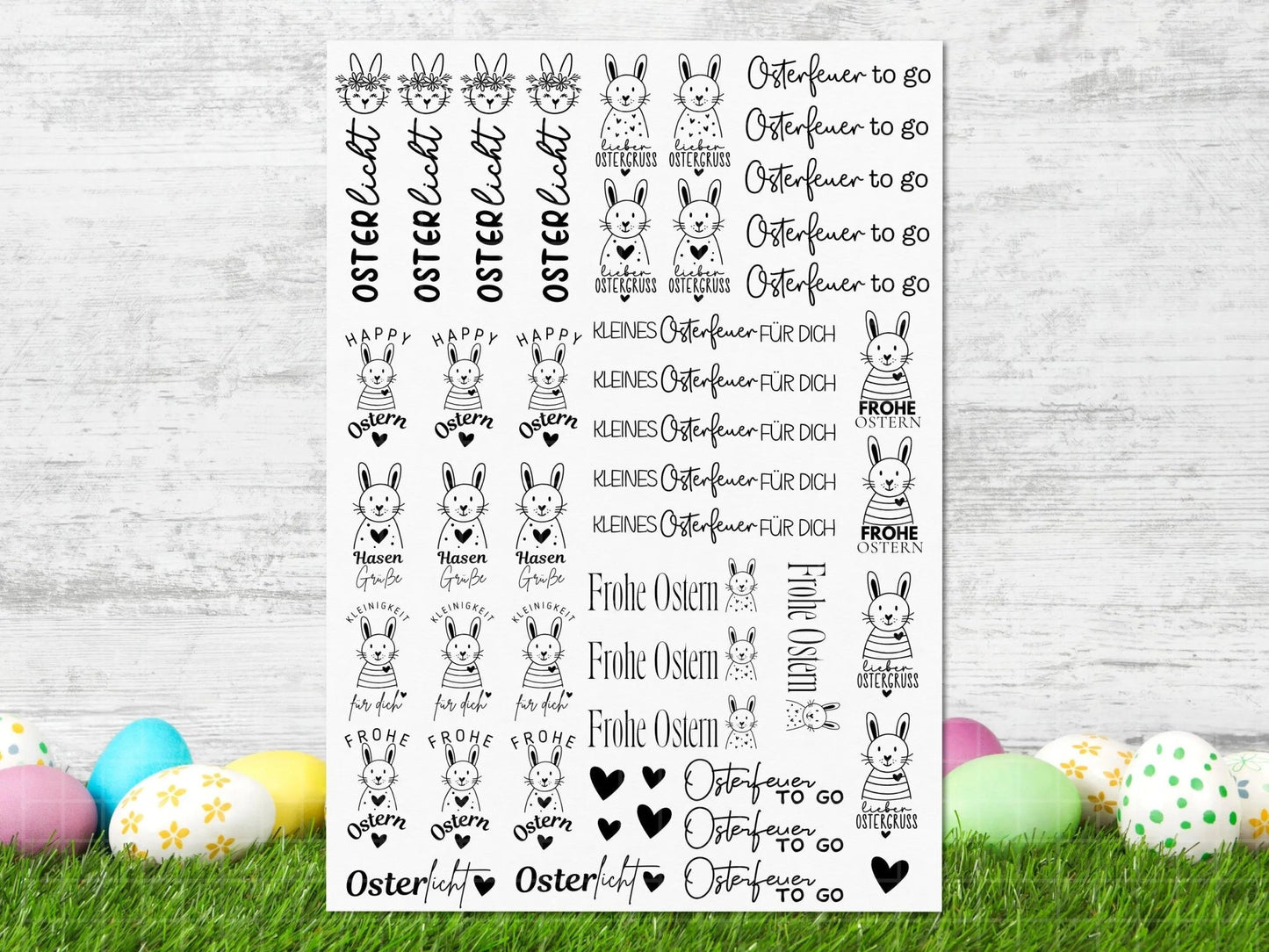 Ostern Kerzen PDF Vorlage - Kerzentattoo Kerzensticker - Frohe Ostern - Osterkerzen Geschenk - Kerzen gestalten Ostern - Geschenk DIY - EmidaDesign