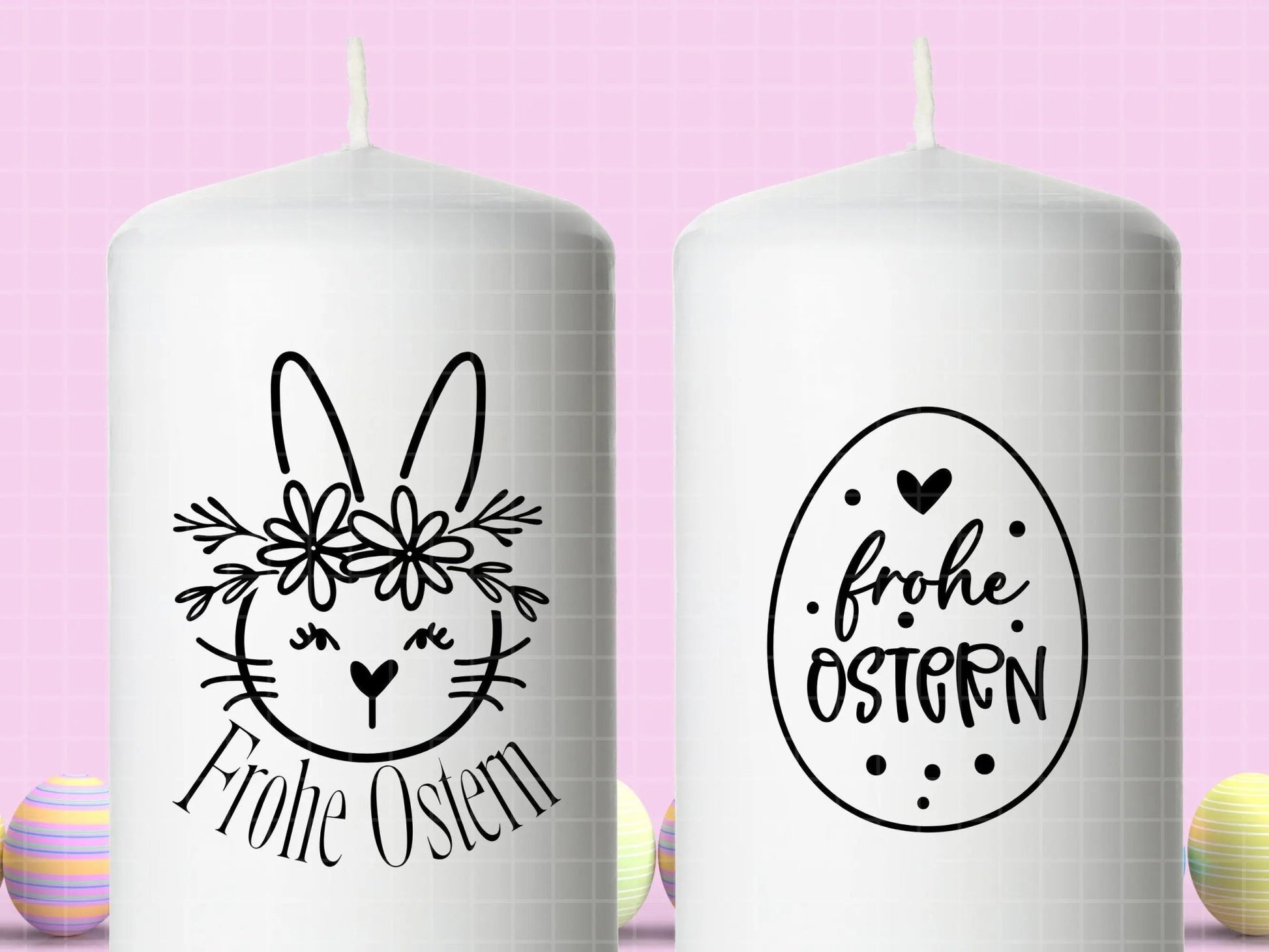 Ostern Kerzen PDF Vorlage - Kerzentattoo Kerzensticker - Frohe Ostern - Osterkerzen Geschenk - Kerzen gestalten Ostern - Stumpenkerze Ostern