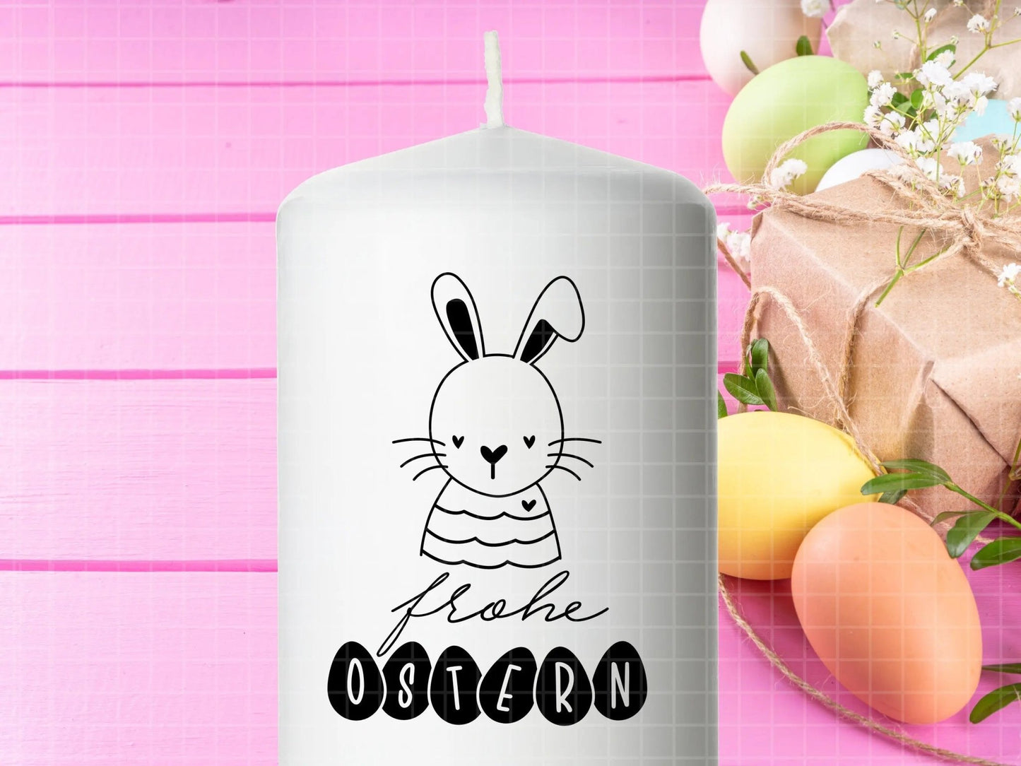 Ostern Kerzen PDF Vorlage - Kerzentattoo Kerzensticker - Frohe Ostern - Osterkerzen Geschenk - Kerzen gestalten Ostern - Stumpenkerze Ostern