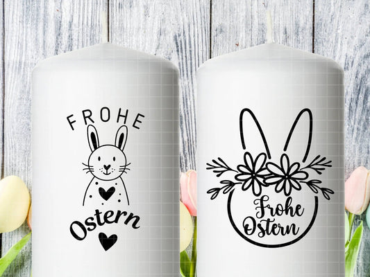 Ostern Kerzen PDF Vorlage - Kerzentattoo Kerzensticker - Frohe Ostern - Osterkerzen Geschenk - Kerzen gestalten Ostern - Stumpenkerze Ostern