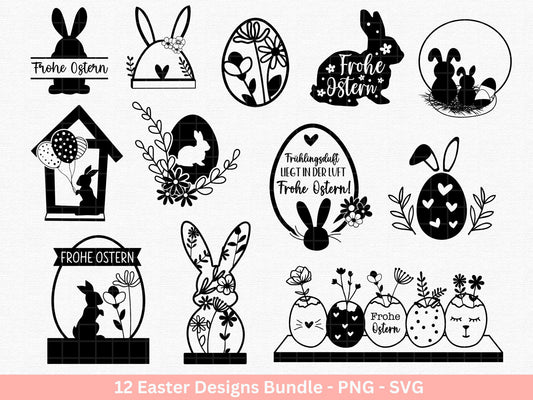 Ostern Plotterdatei - Schriftzüge Ostern - Hase Svg - Ostern Svg - Osterhase Svg - Laserdatei Ostern - Frühling Plotterdatei - Osterei Svg - EmidaDesign