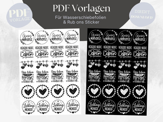 PDF Vorlagen Stumpenkerzen - Rub ons Sticker - Kerzentattoo Lieblingsmensch Kerzensticker - Raysin Herz Keraflott - Windlicht - Kerzenglas - EmidaDesign