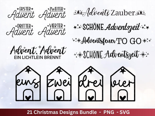 Plotterdatei Advent - Weihnachten svg - Adentszahlen Plotterdatei - Laserdatei Weihnachten - Adventskerzen - Schriftzüge Weihnachten deutsch - EmidaDesign